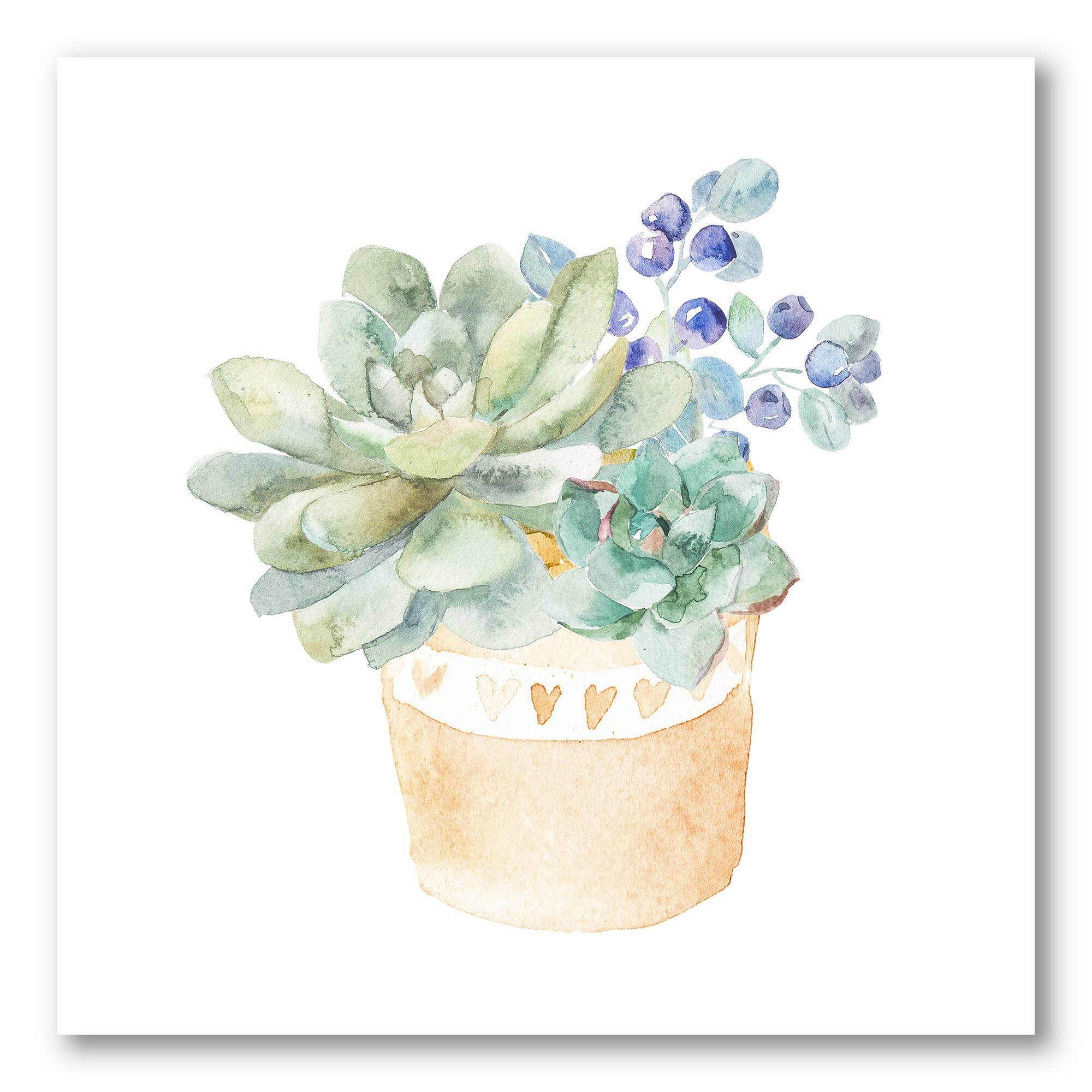 Designart - Succulent Flower In Terracotta Pot II