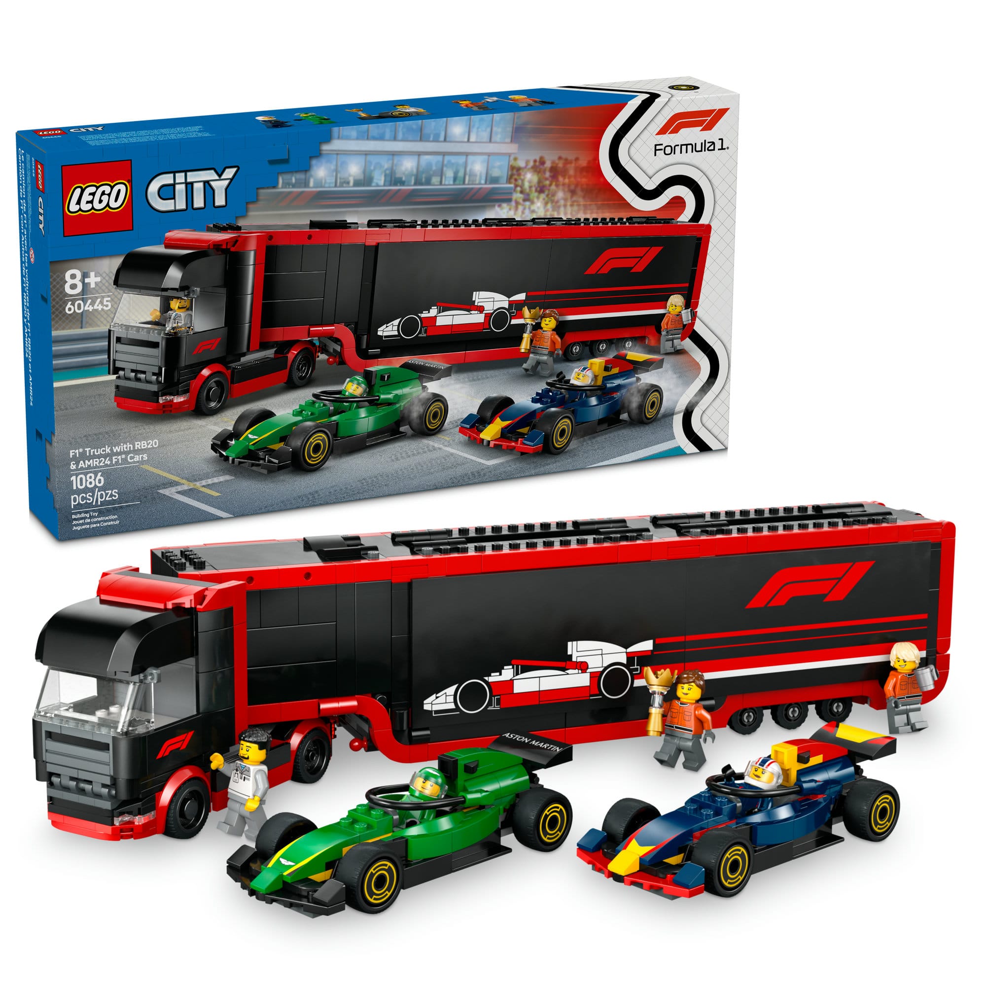 LEGO&#xAE; City F1&#xAE; Truck with RB20 &#x26; AMR24 F1&#xAE; Cars Toy Racing Transporter Set