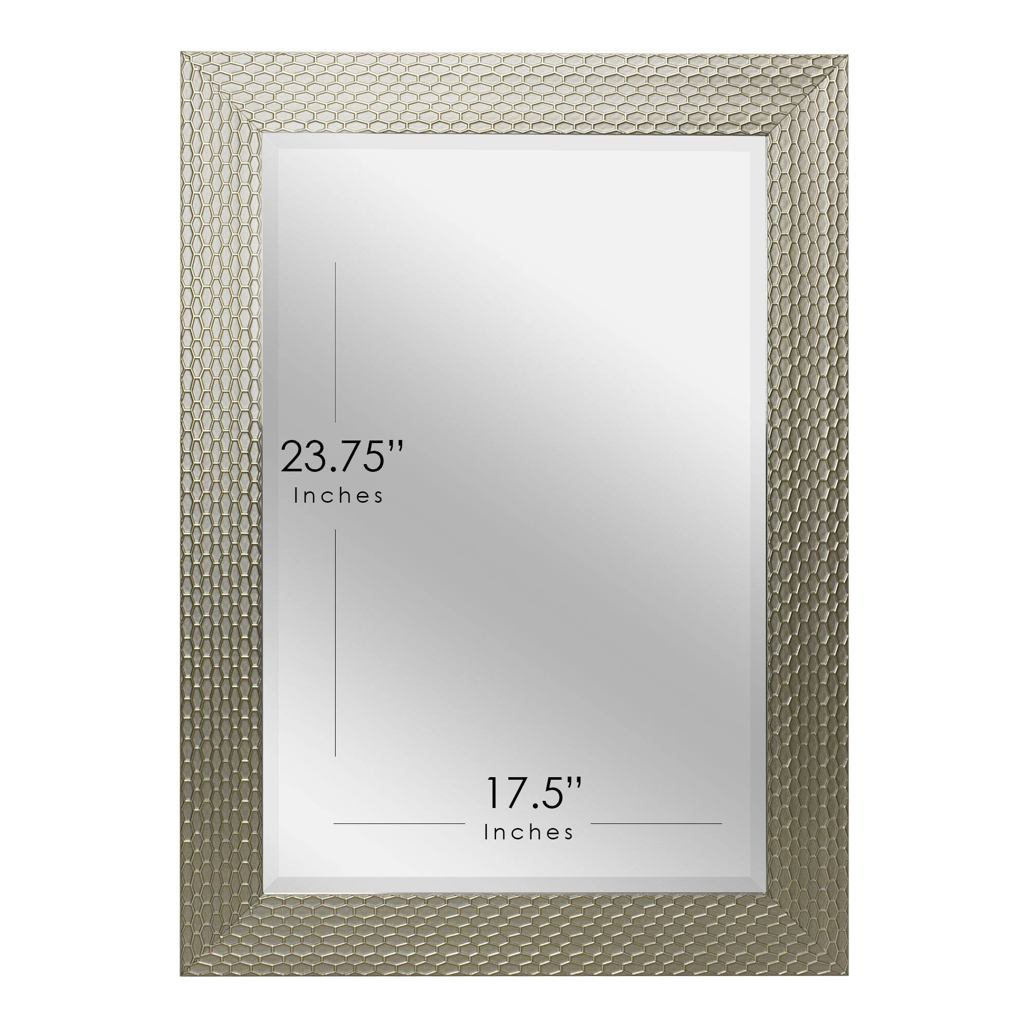 Head West 31.5" Silver Honeycomb Embossed Framed Beveled Wall Mirror