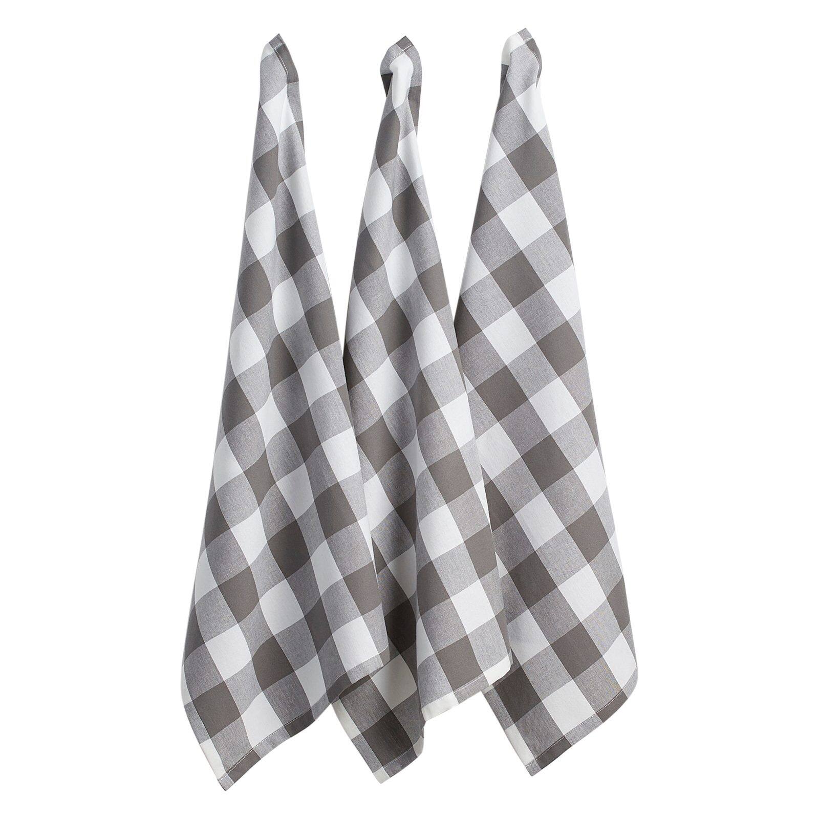 DII® Gray & White Buffalo Check Dishtowel, 3ct.