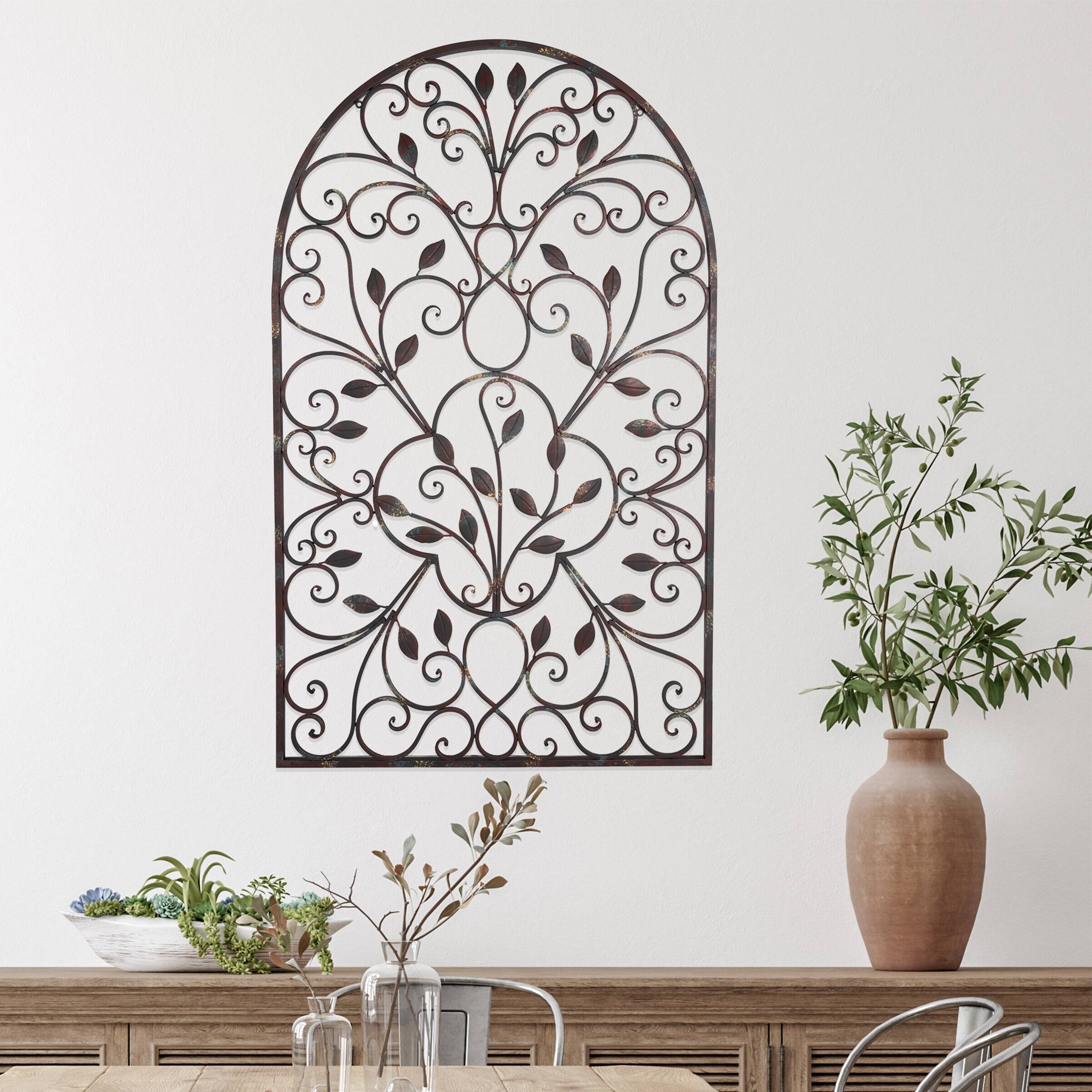 Hastings Home 49&#x22; Iron Arched Window Panel Wall D&#xE9;cor