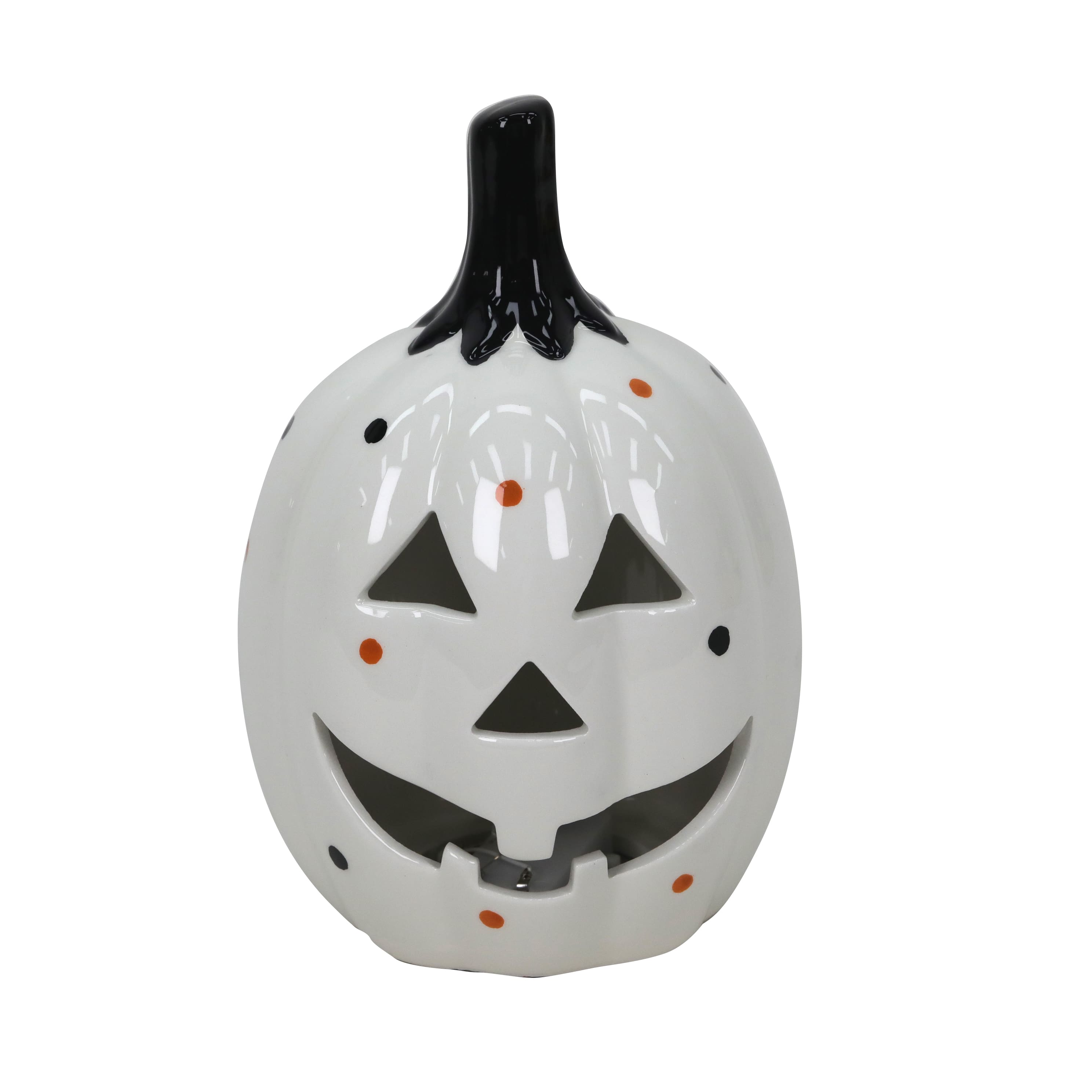 7.25&#x22; White Jack-o&#x27;-Lantern LED Ceramic Tabletop D&#xE9;cor by Ashland&#xAE;