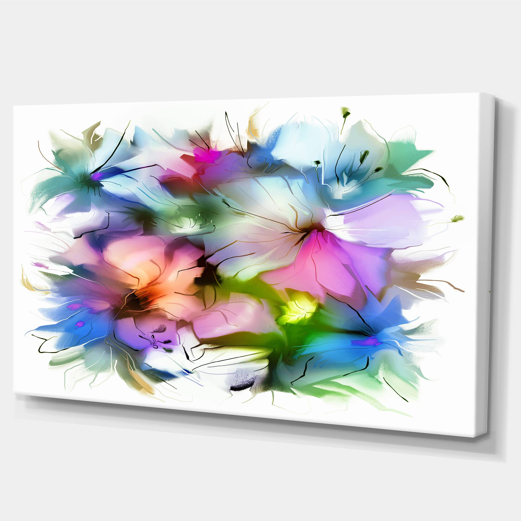 Designart - Watercolor Floral Bouquet - Extra Large Floral Wall Art