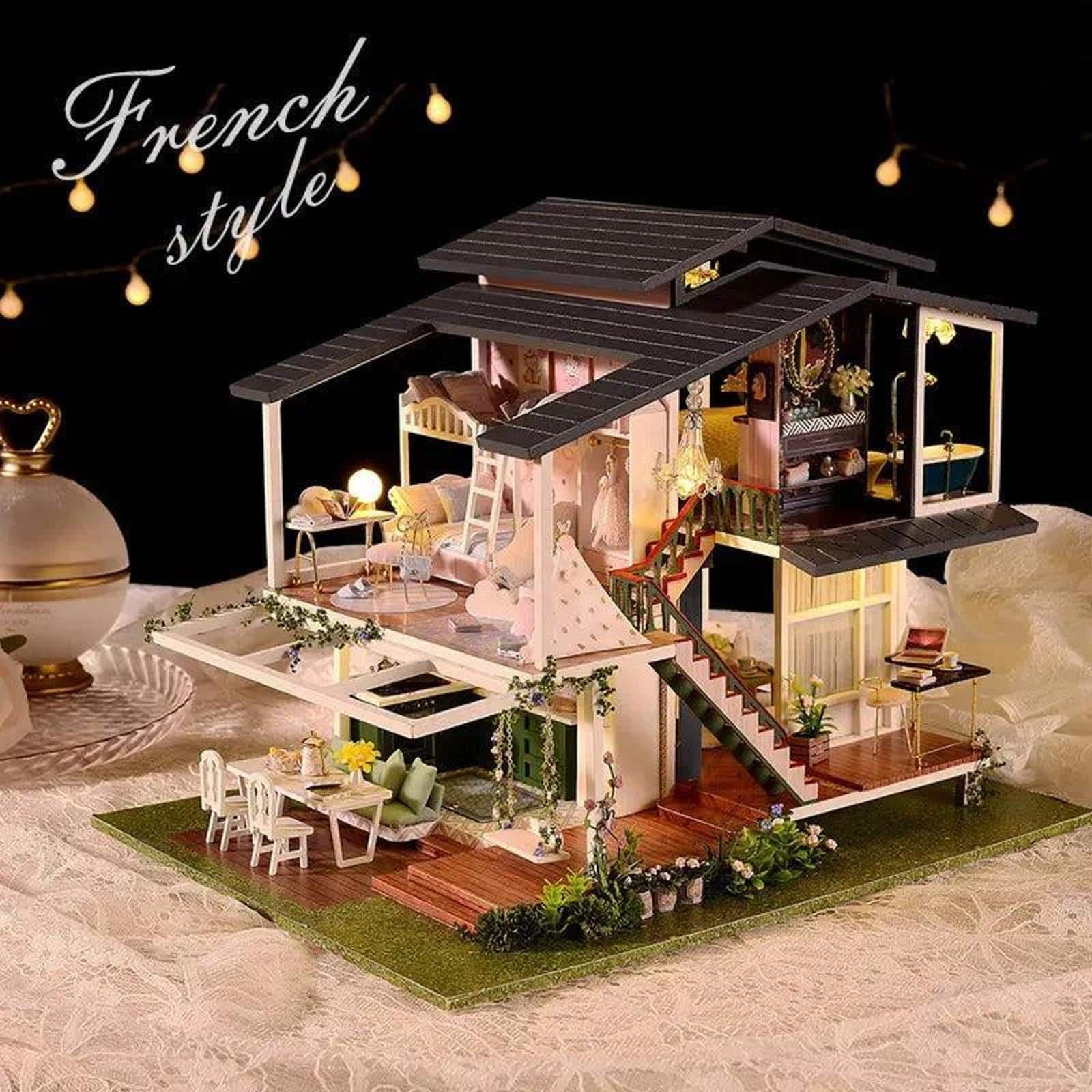 Wizardi Miniature Roombox: Villa Monet&#x27;s Garden Dollhouse Kit