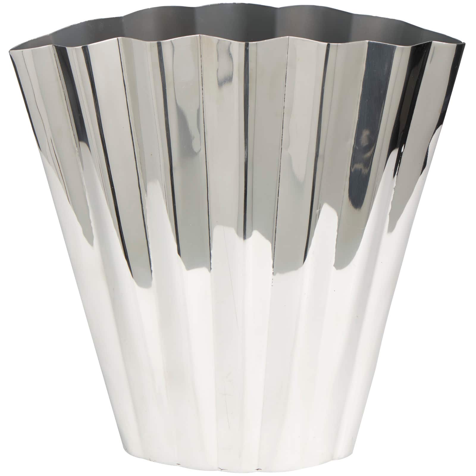 15&#x22; Silver Stainless Steel Vase with Zig Zag Edging