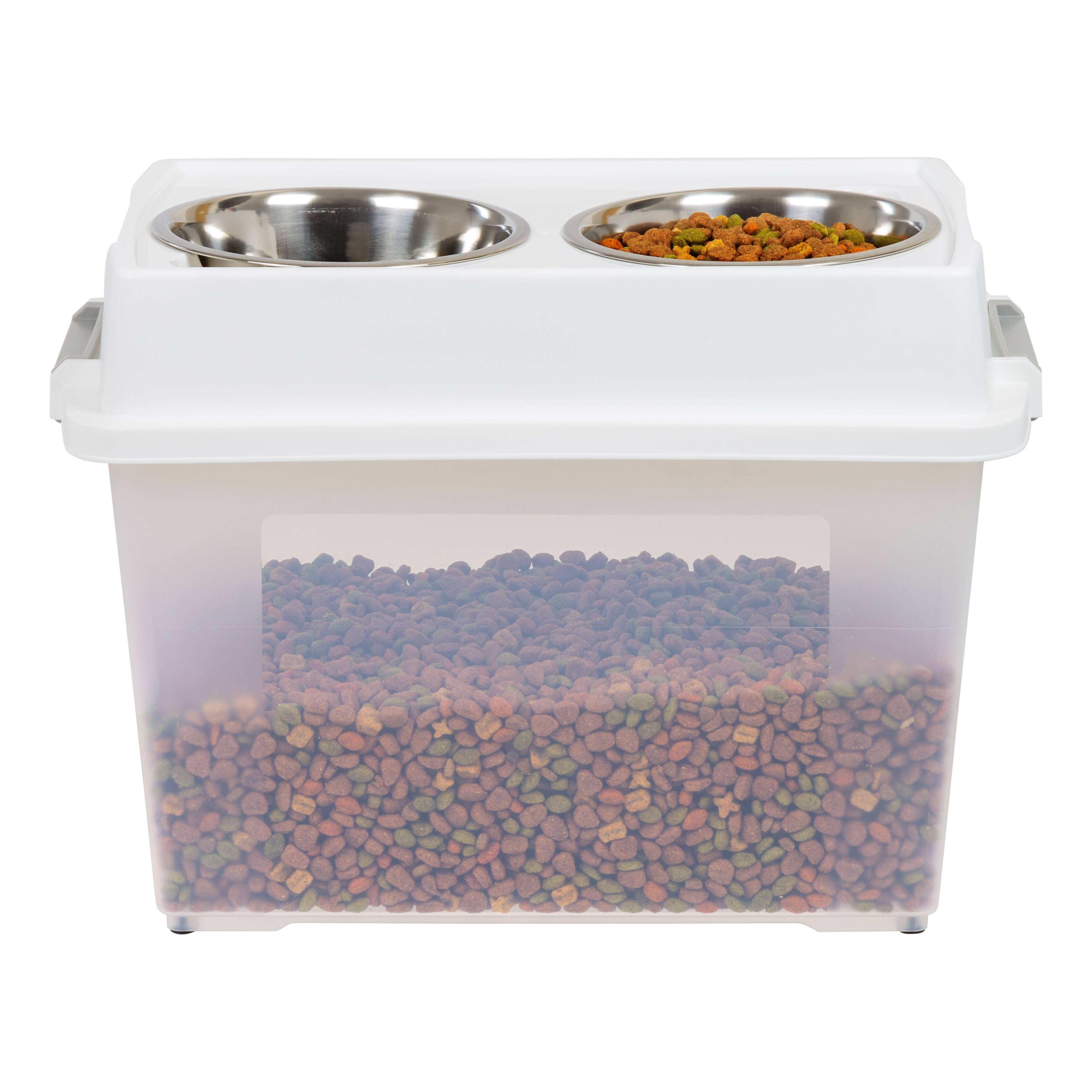 IRIS Clear, White, Gray 45qt. Airtight Elevated Feeder Storage Container