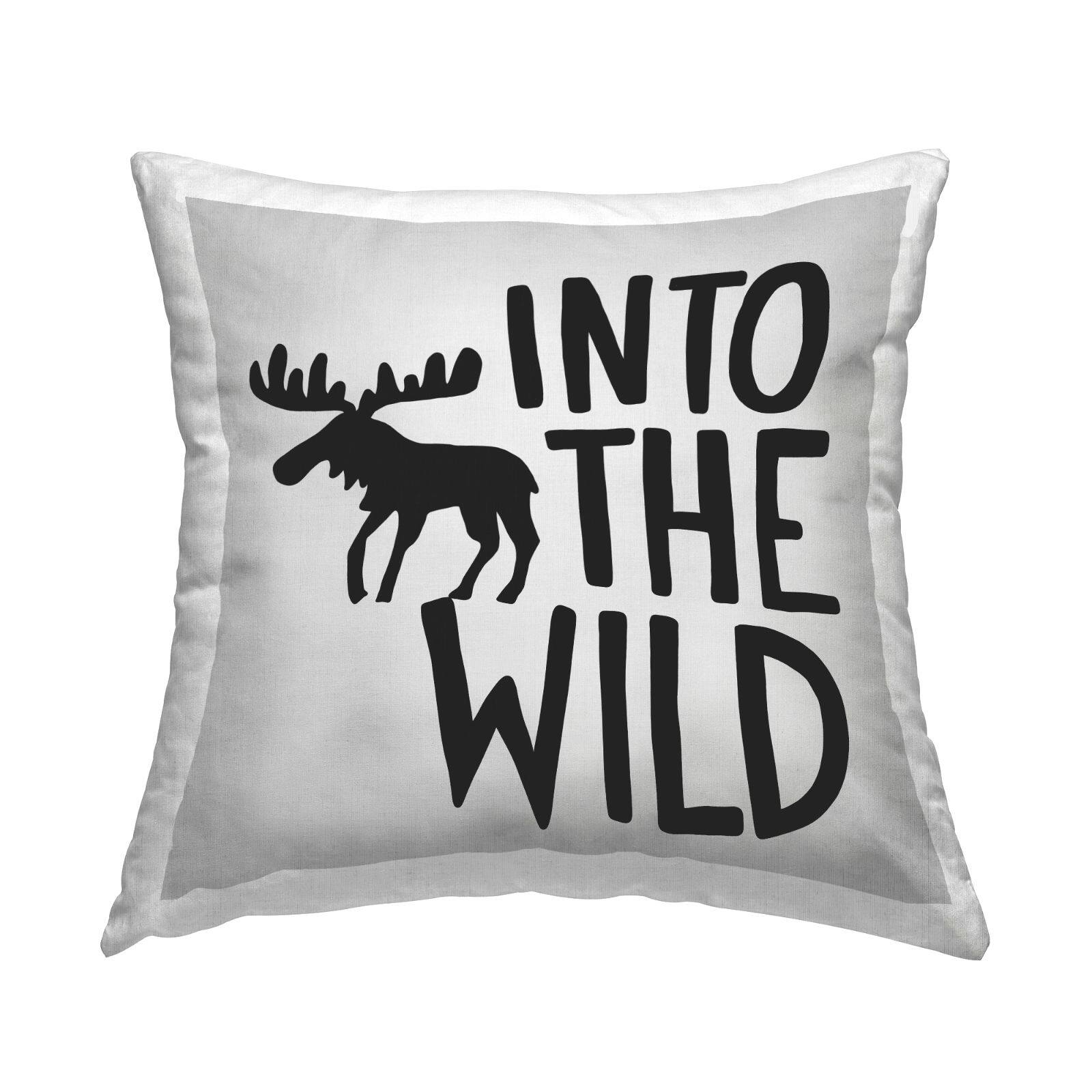 Stupell Industries Into The Wild Moose Silhouette Nature Phrase Throw Pillow, 18" x 18"