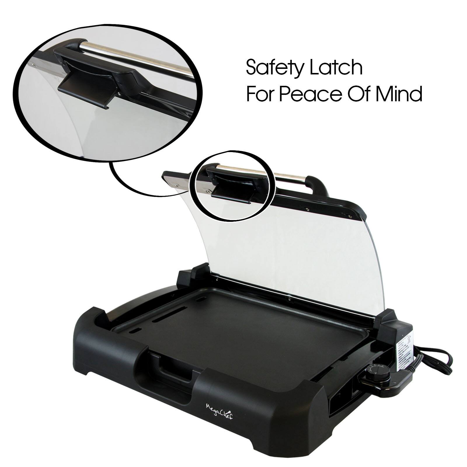 Megachef Reversible Indoor Grill &#x26; Griddle With Removable Glass Lid