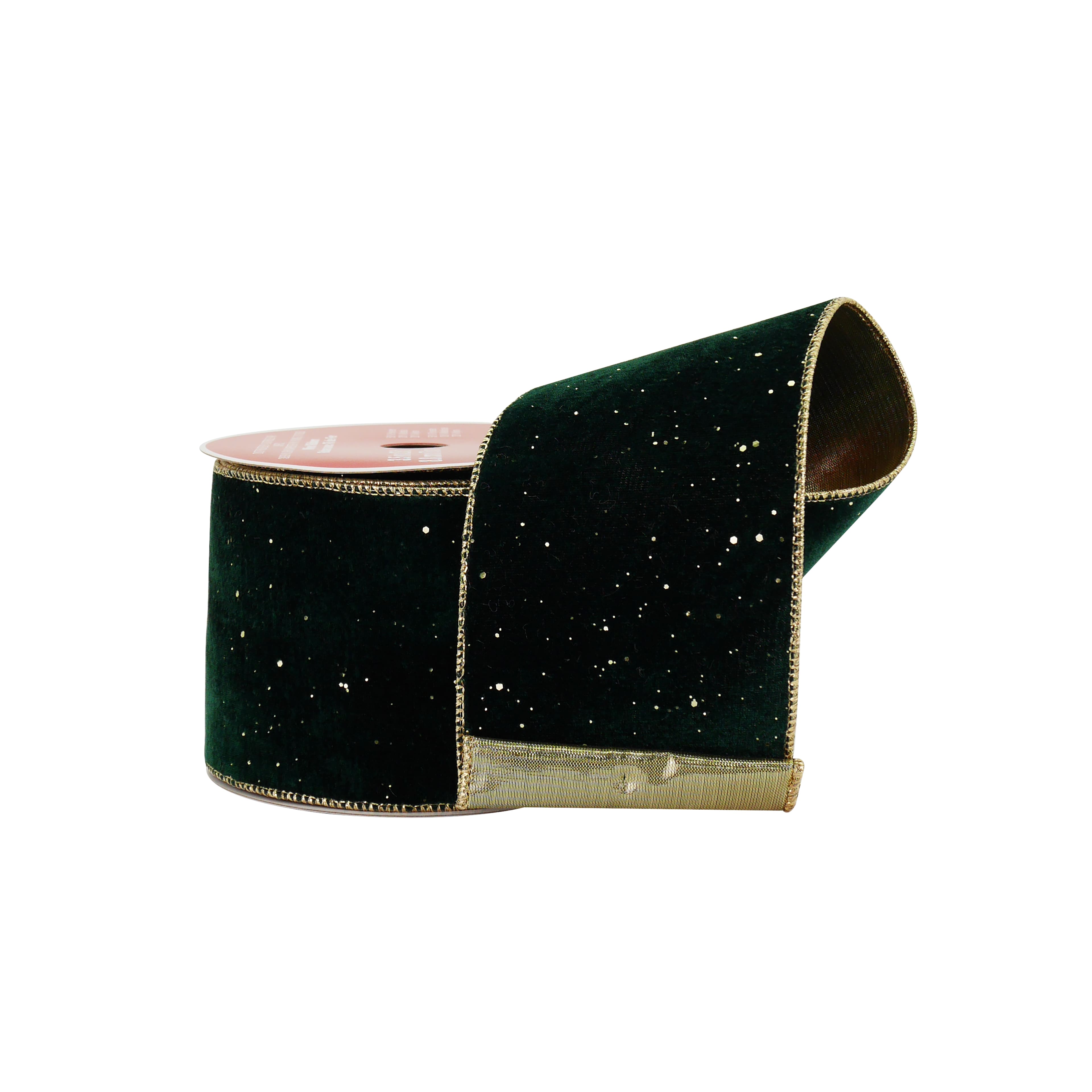 3.5&#x22; x 25ft. Green &#x26; Gold Wired Velvet Ribbon by Celebrate It&#xAE;