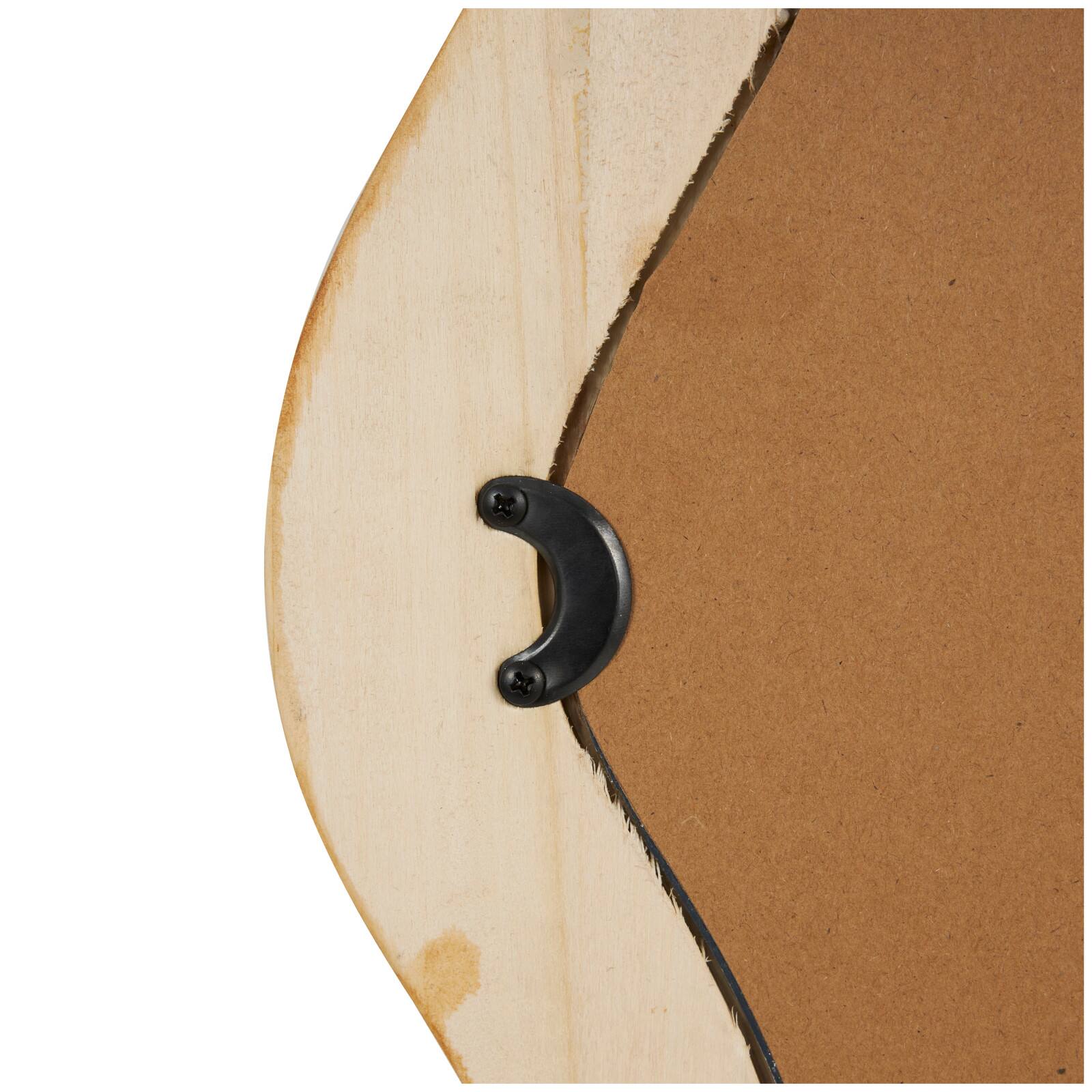 Brown Wood Wavy Wall Mirror with Dimensional Carved Frame
