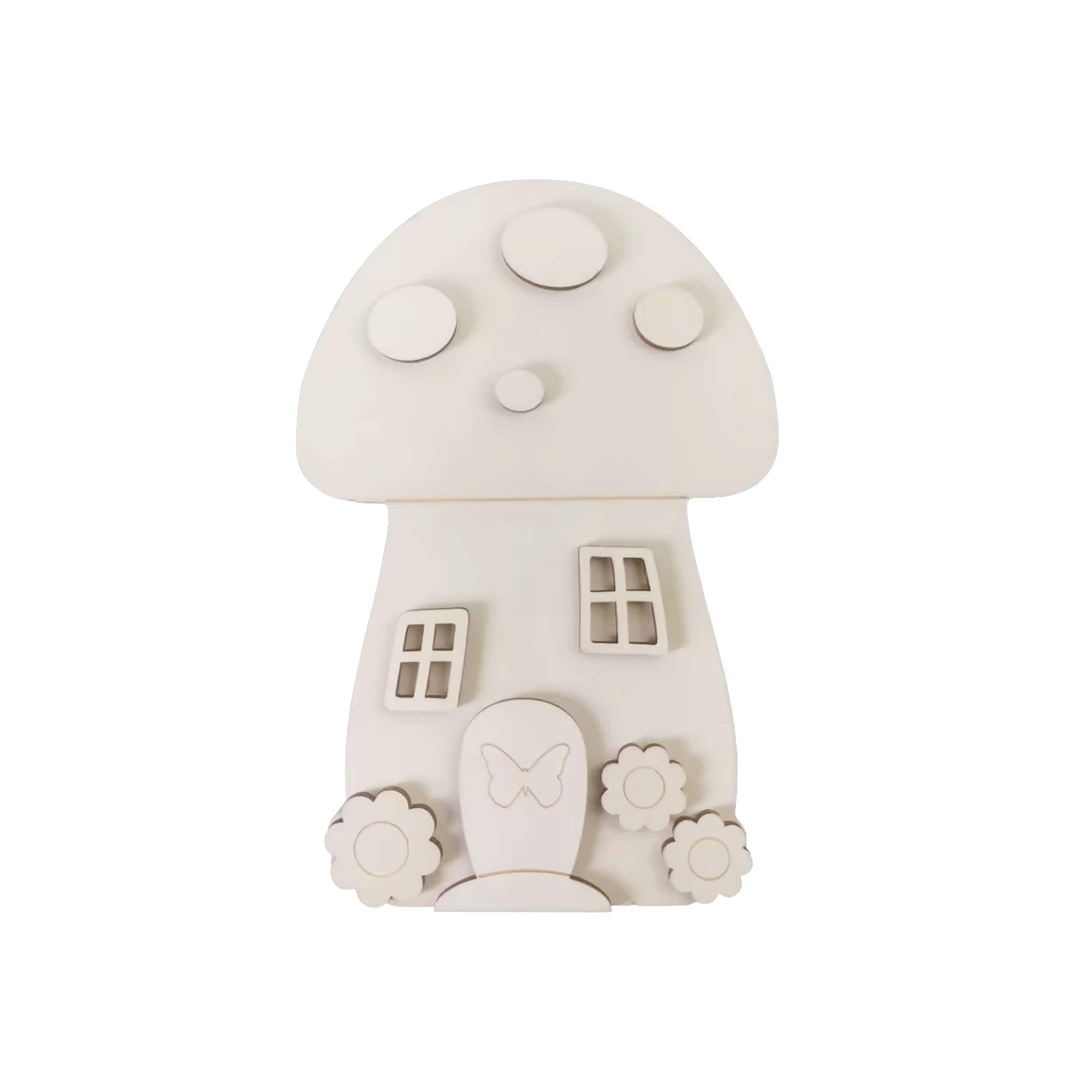 8&#x22; Unfinished Mushroom House DIY Plywood D&#xE9;cor by Make Market&#xAE;