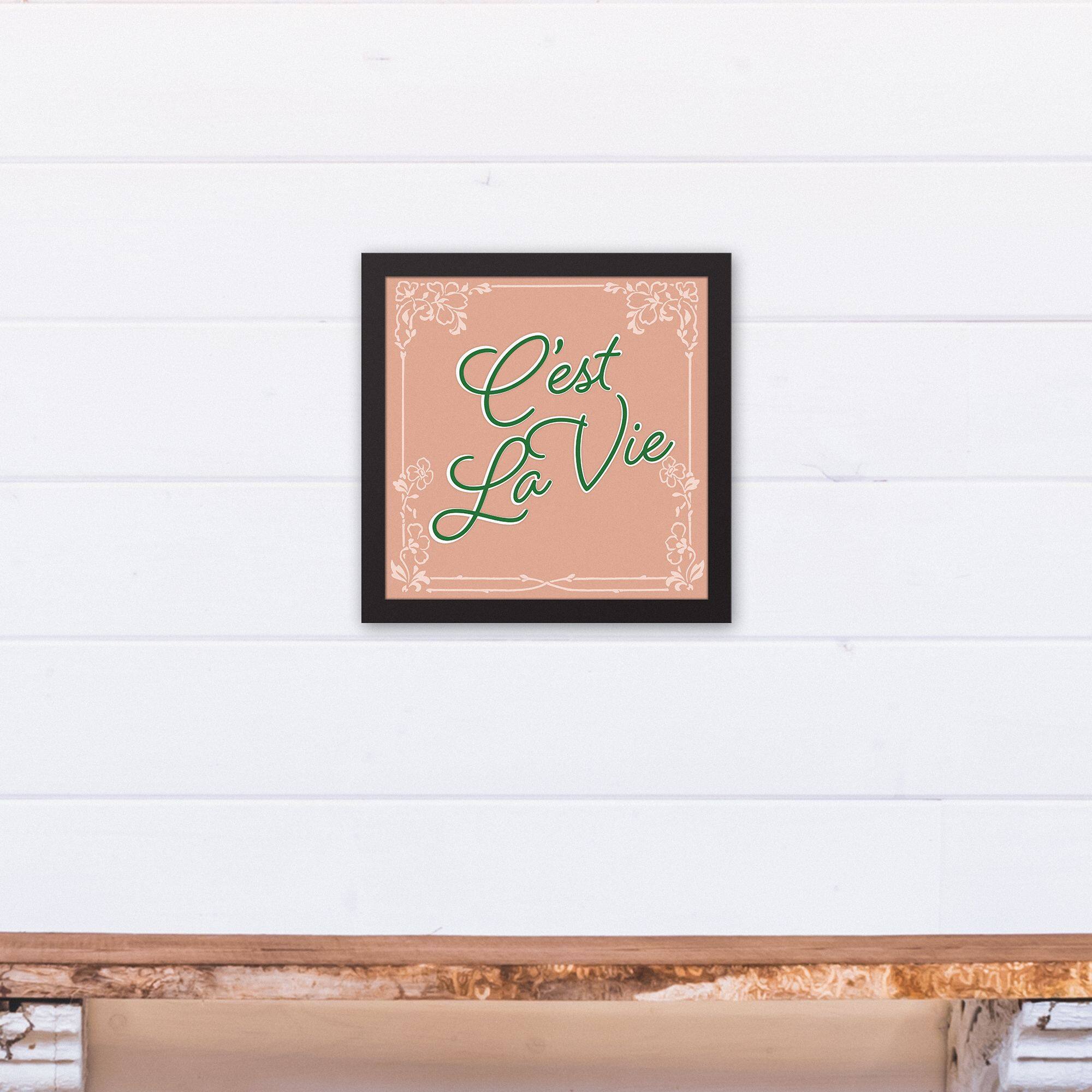 C'est la Vie Script Canvas Wall Art in Black Frame