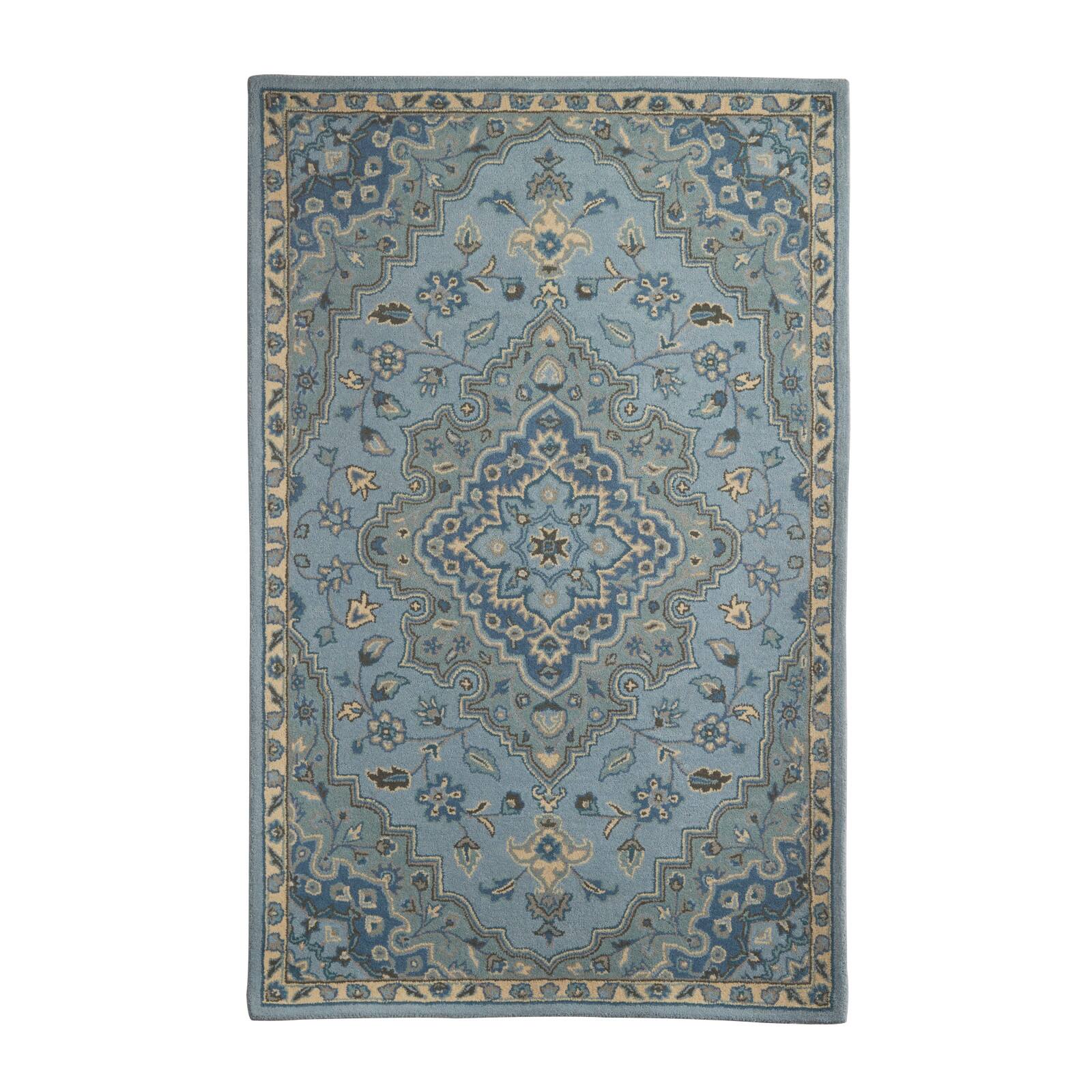 Blue Wool Traditional Hand Tufted Rug