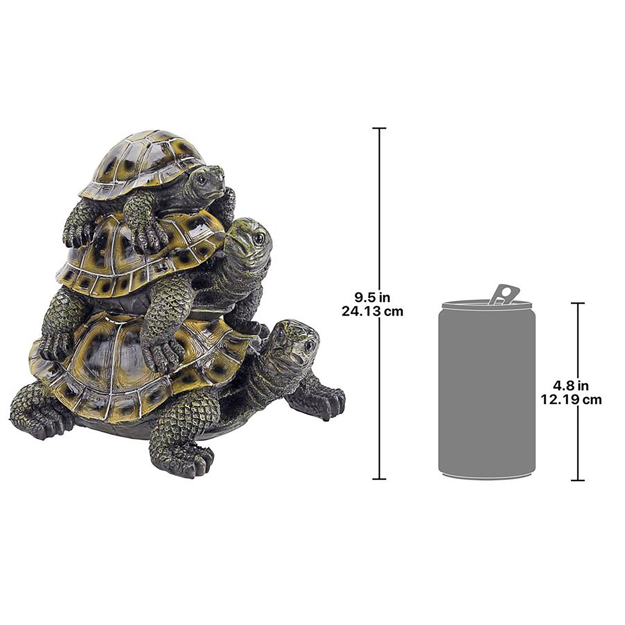 Design Toscano 9.5&#x22; Three&#x27;s a Crowd Stacked Turtle Statue