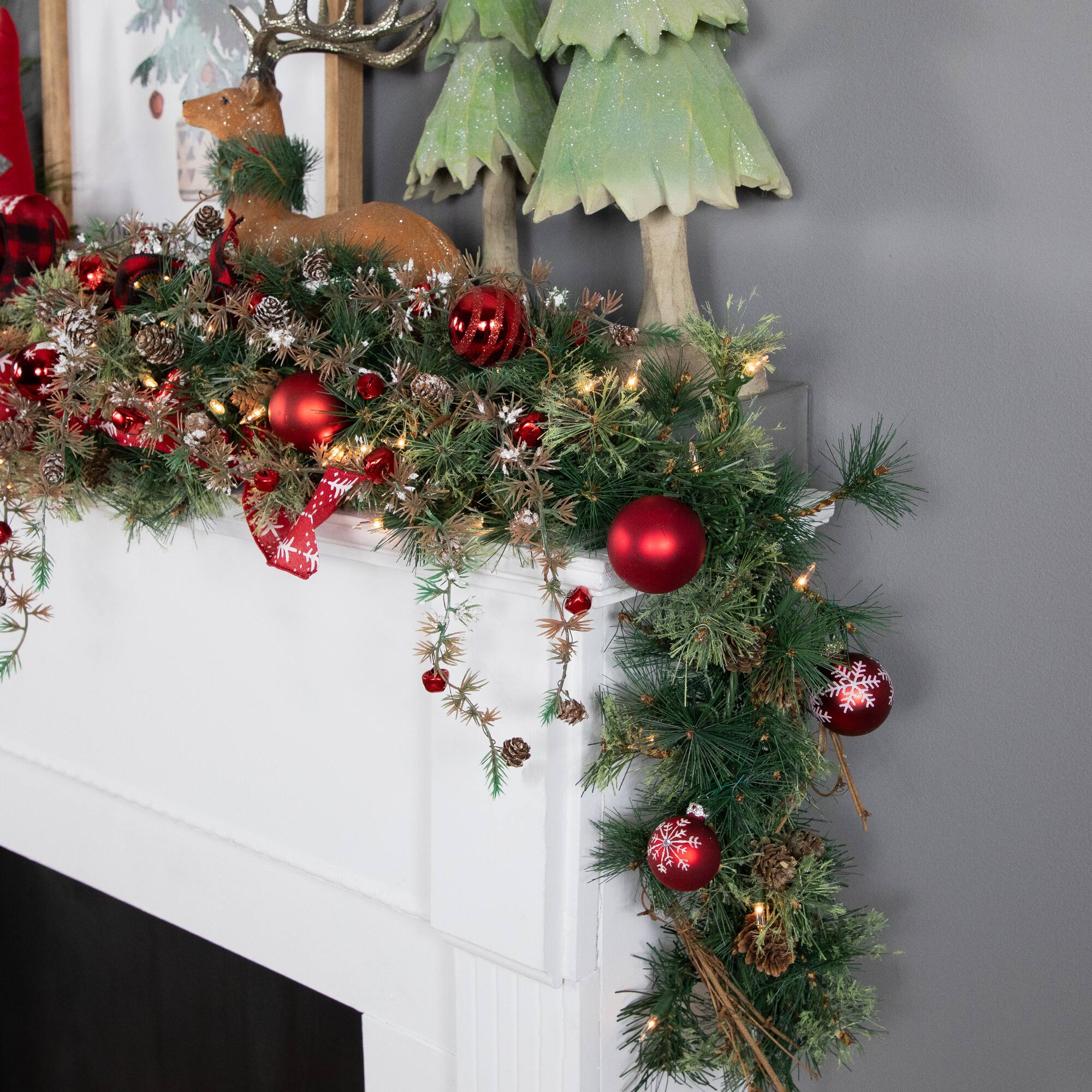 72&#x22; Pre-Lit Country Mixed Pine Artificial Christmas Swag, Clear Lights