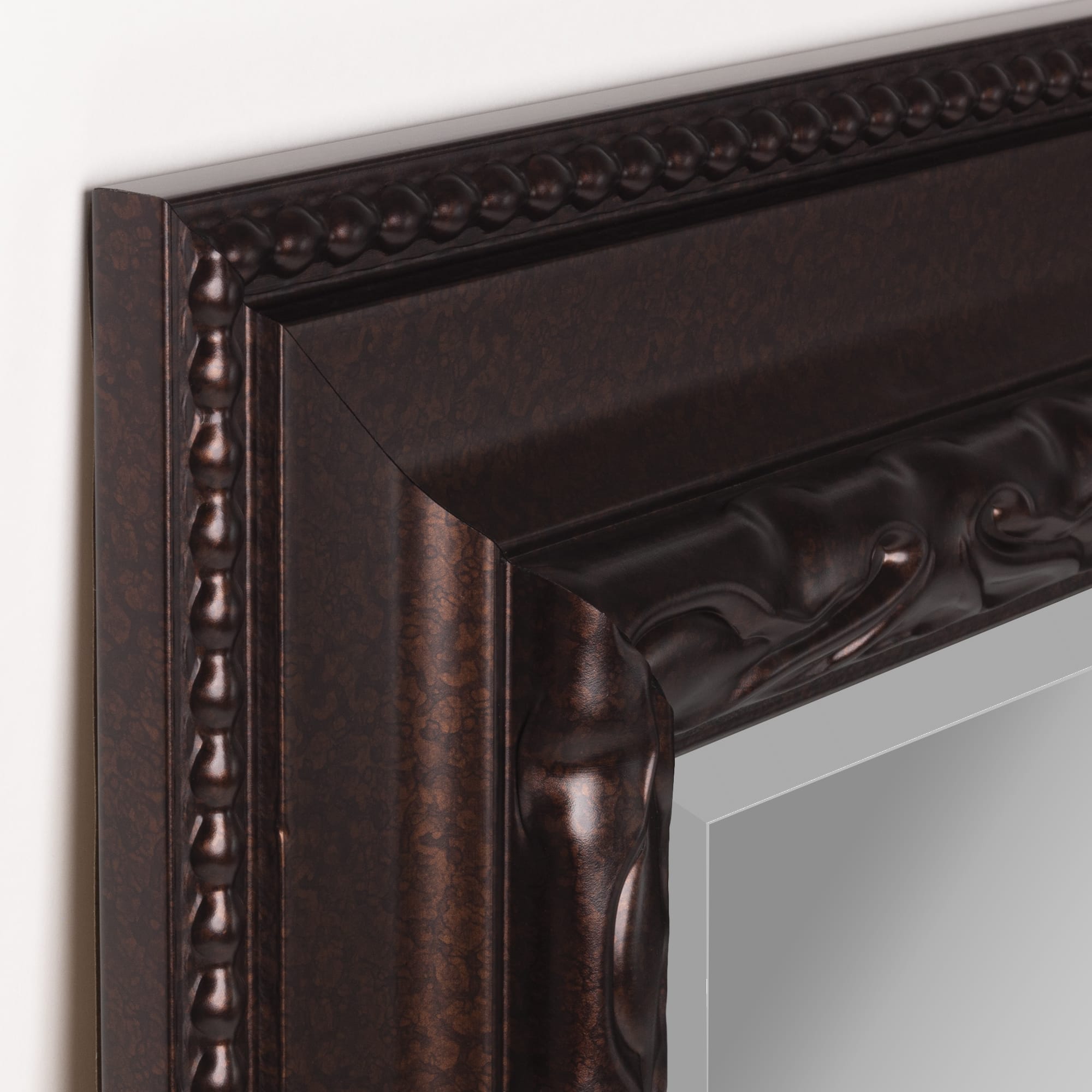 Head West® 36" Addyson Embossed Rich Brown Framed Beveled Wall Mirror