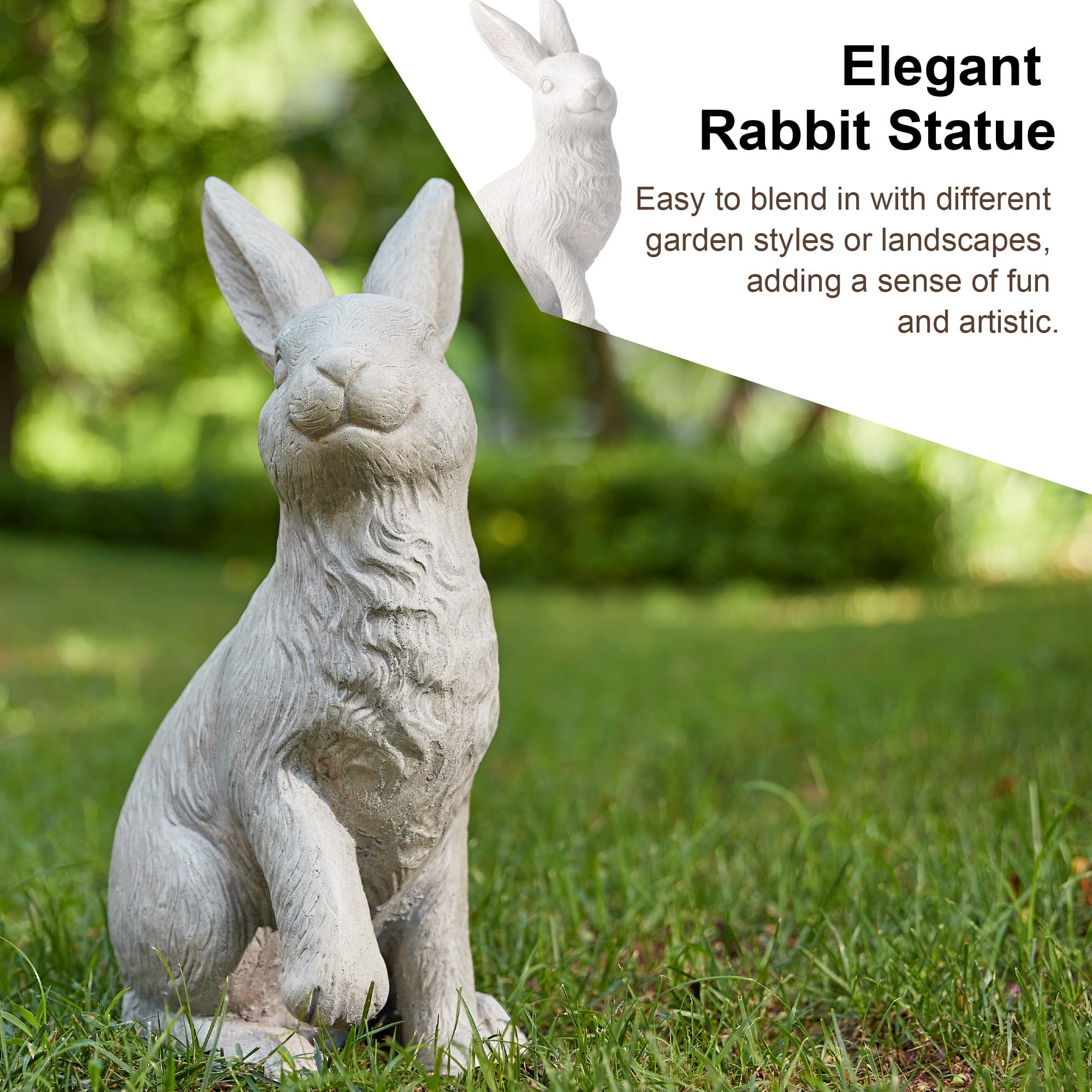 Glitzhome&#xAE; 18&#x22; MGO Sitting Rabbit Garden Statue