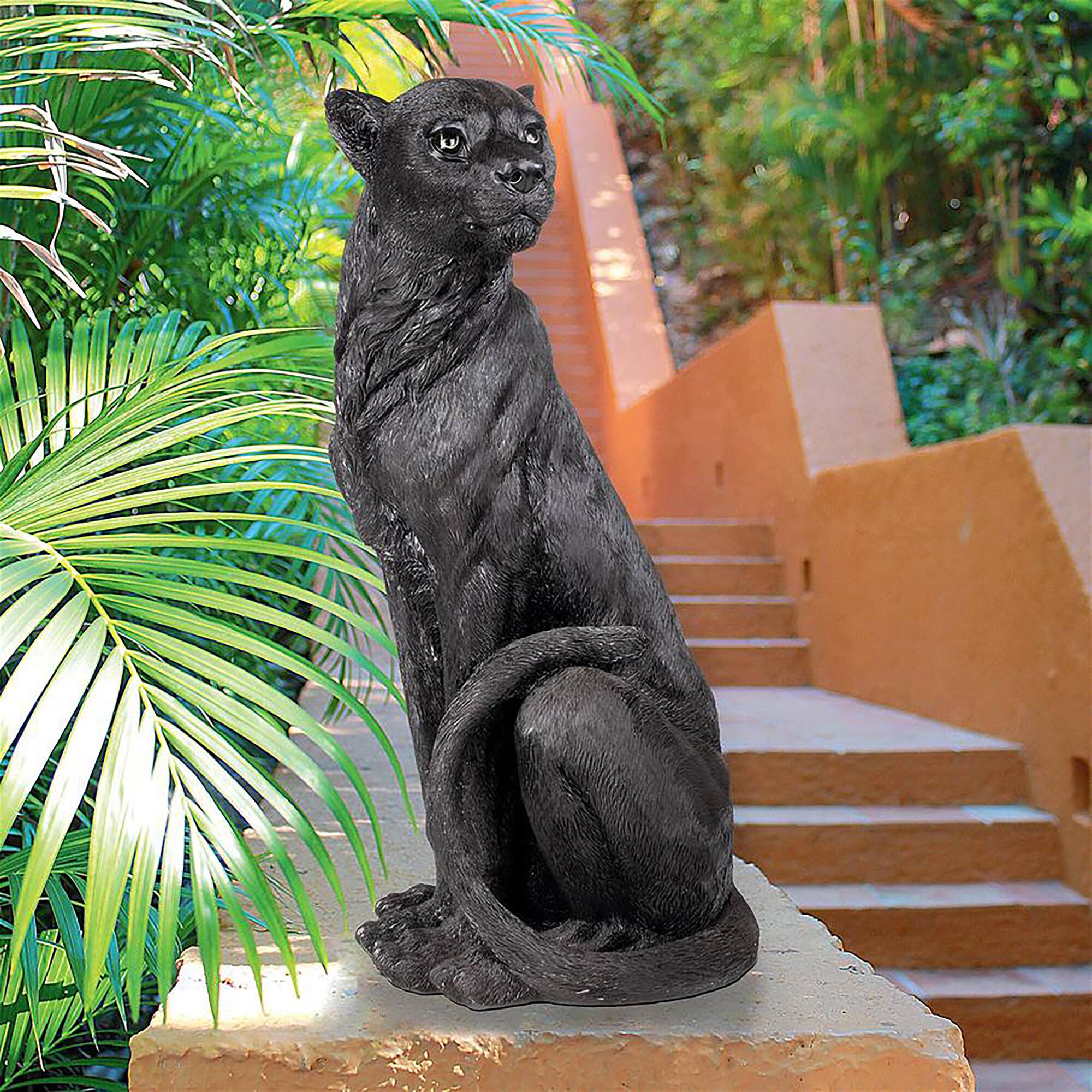 Design Toscano 22.5&#x22; Pensive Panther Black Jaguar Statue