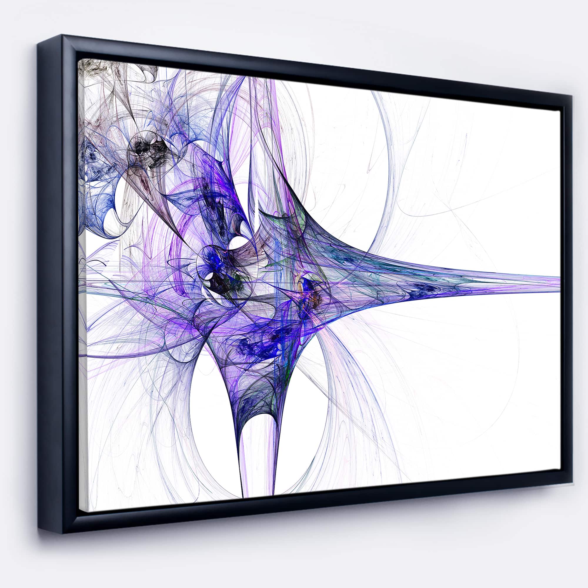 Designart - Large Fractal Artwork Blue - Abstract Framed Canvas art print