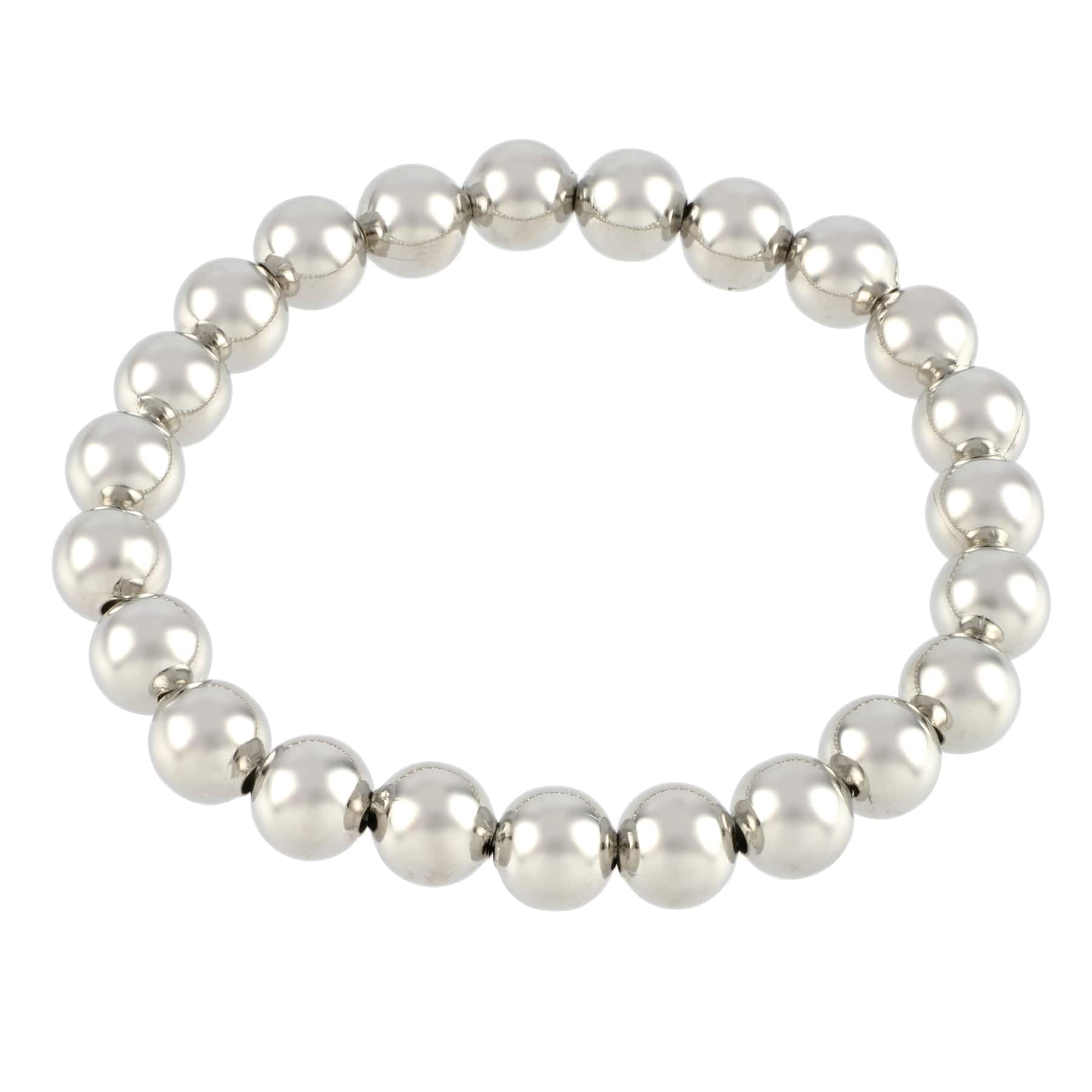 8mm Rhodium Round Beaded Charm Bracelet by Bead Landing™