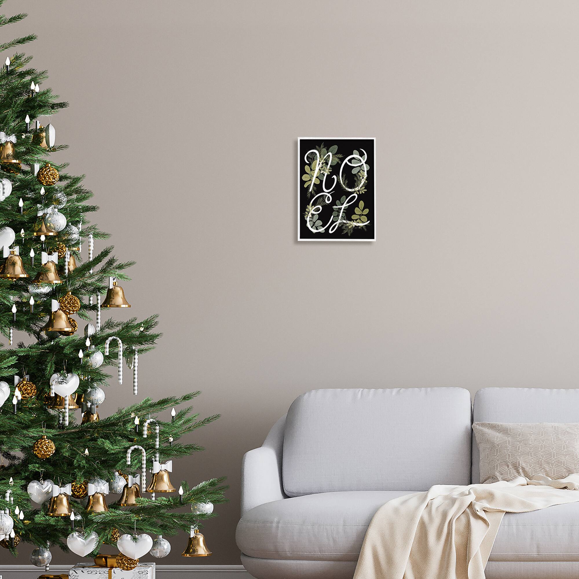 Stupell Industries Noel Intertwined Botanical Leaves Framed Giclee Art