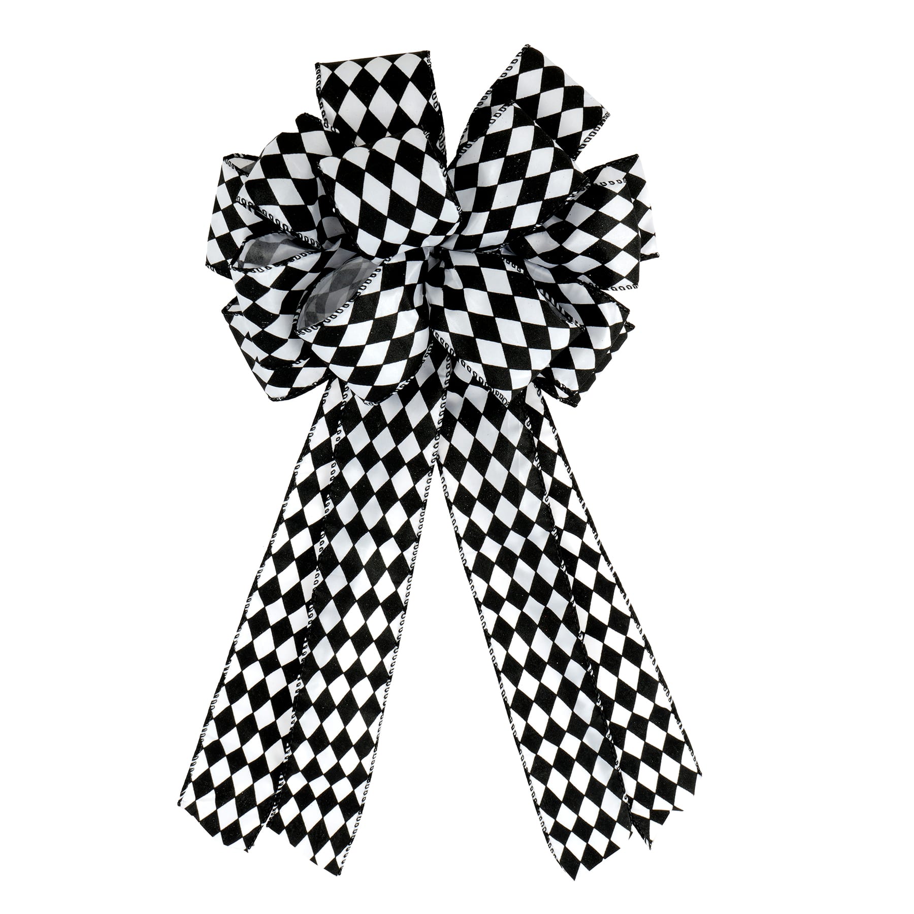 21" Black & White Harlequin Tree Bow by Celebrate It®