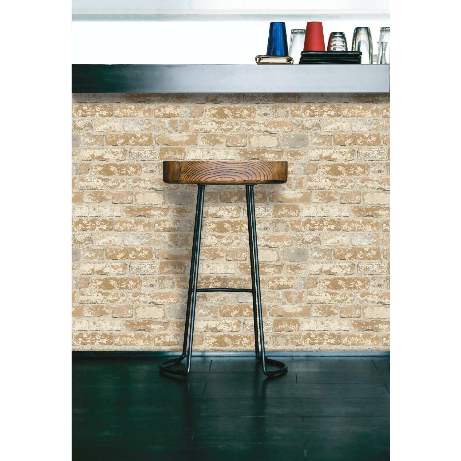RoomMates Stuccoed Brick Peel & Stick Wallpaper
