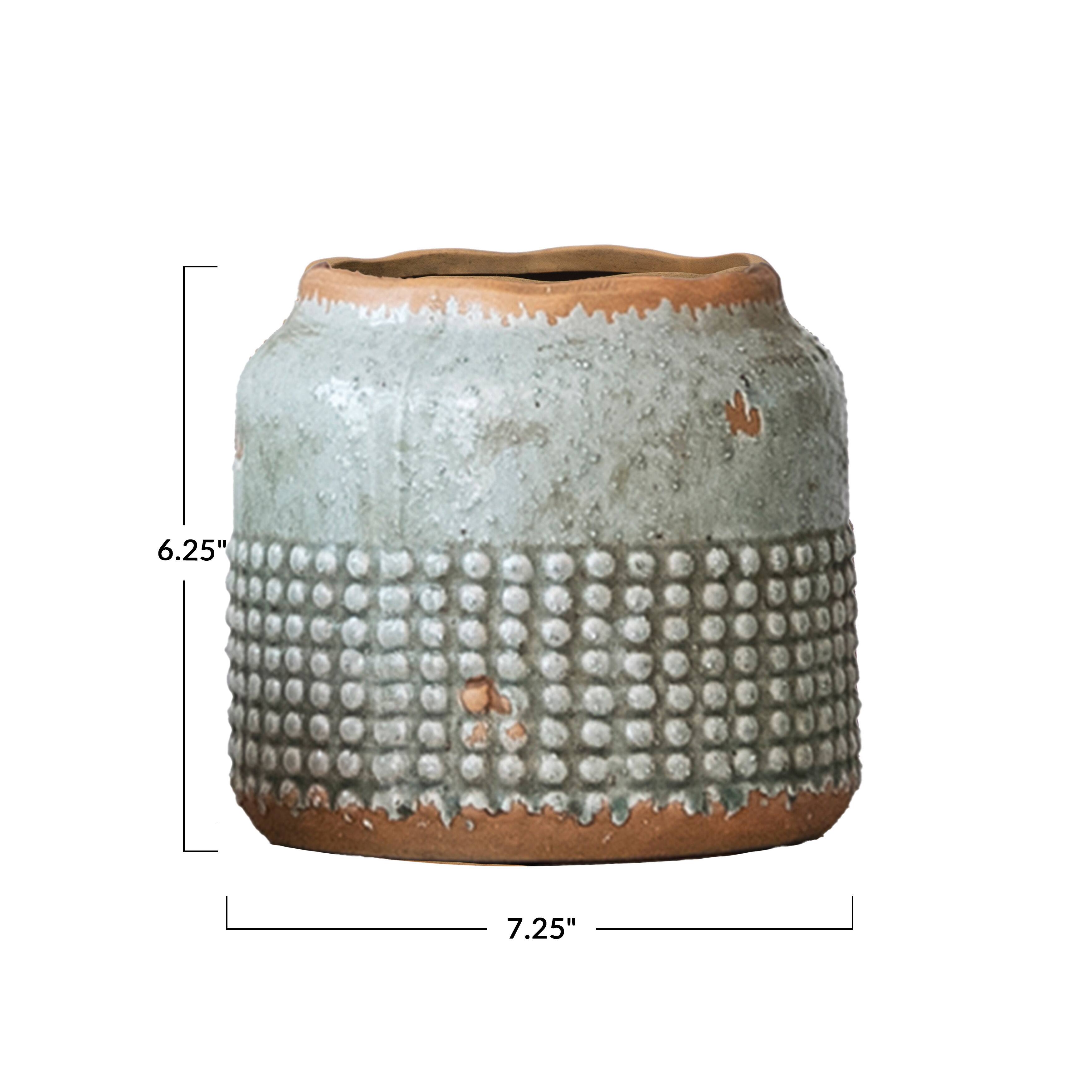 Hello Honey&#xAE; 6&#x22; Distressed Gray Terracotta Hobnail Planter