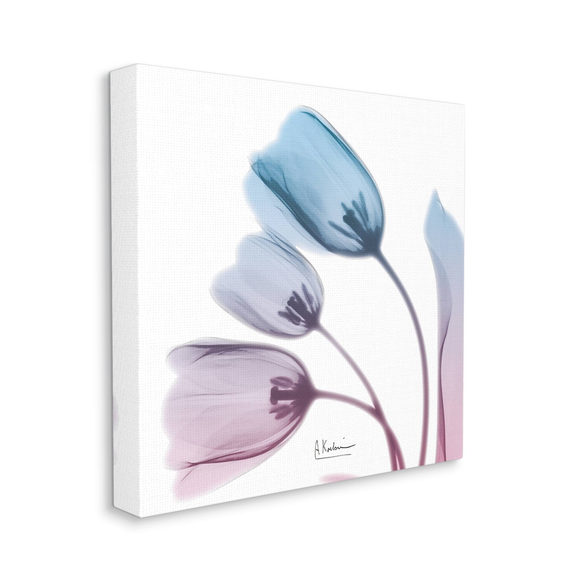 Stupell Industries Blue &#x26; Pink Opaque Tulip Canvas Wall Art