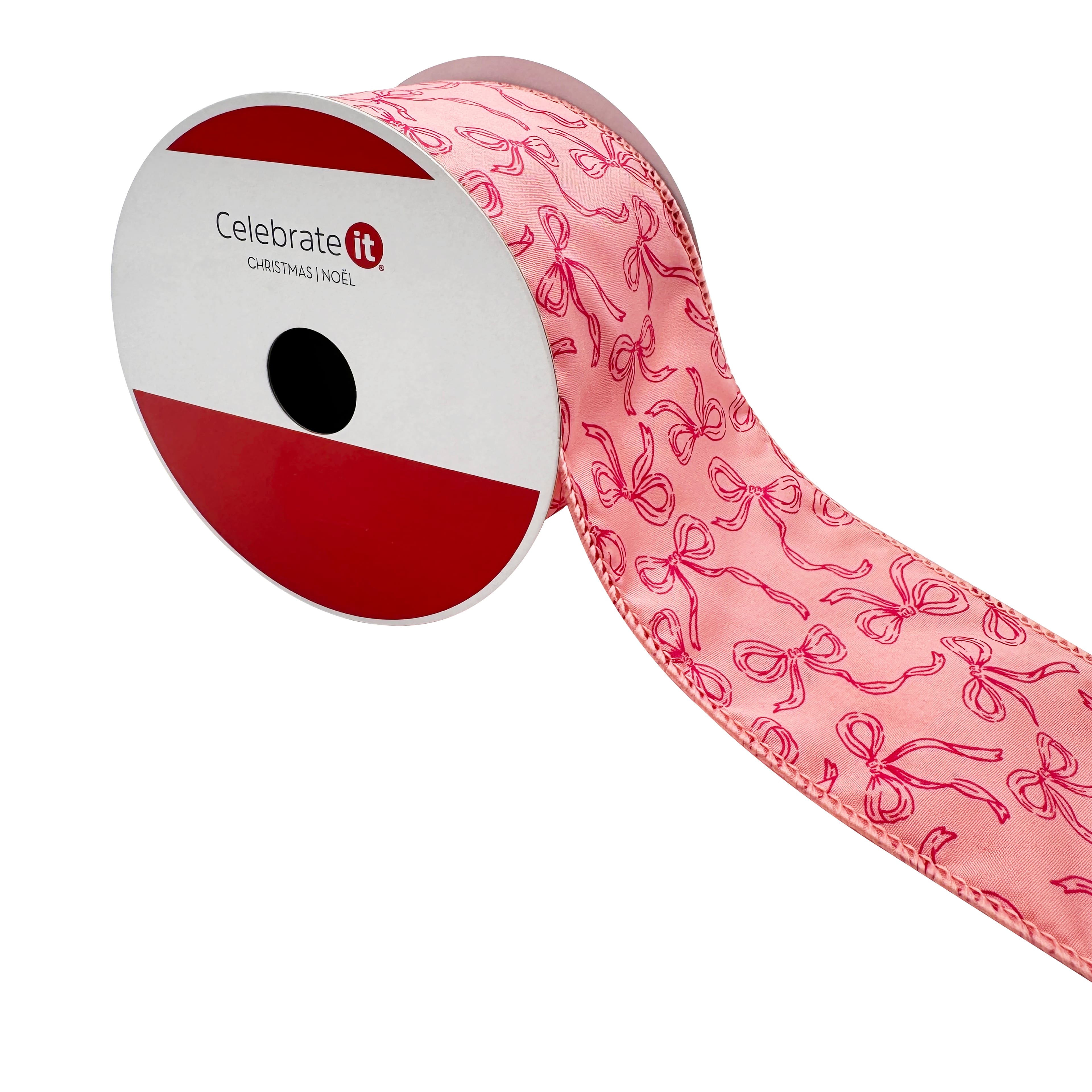 2.5&#x22; x 20ft. Holly Jolly Bows Wired Ribbon by Celebrate It&#xAE;