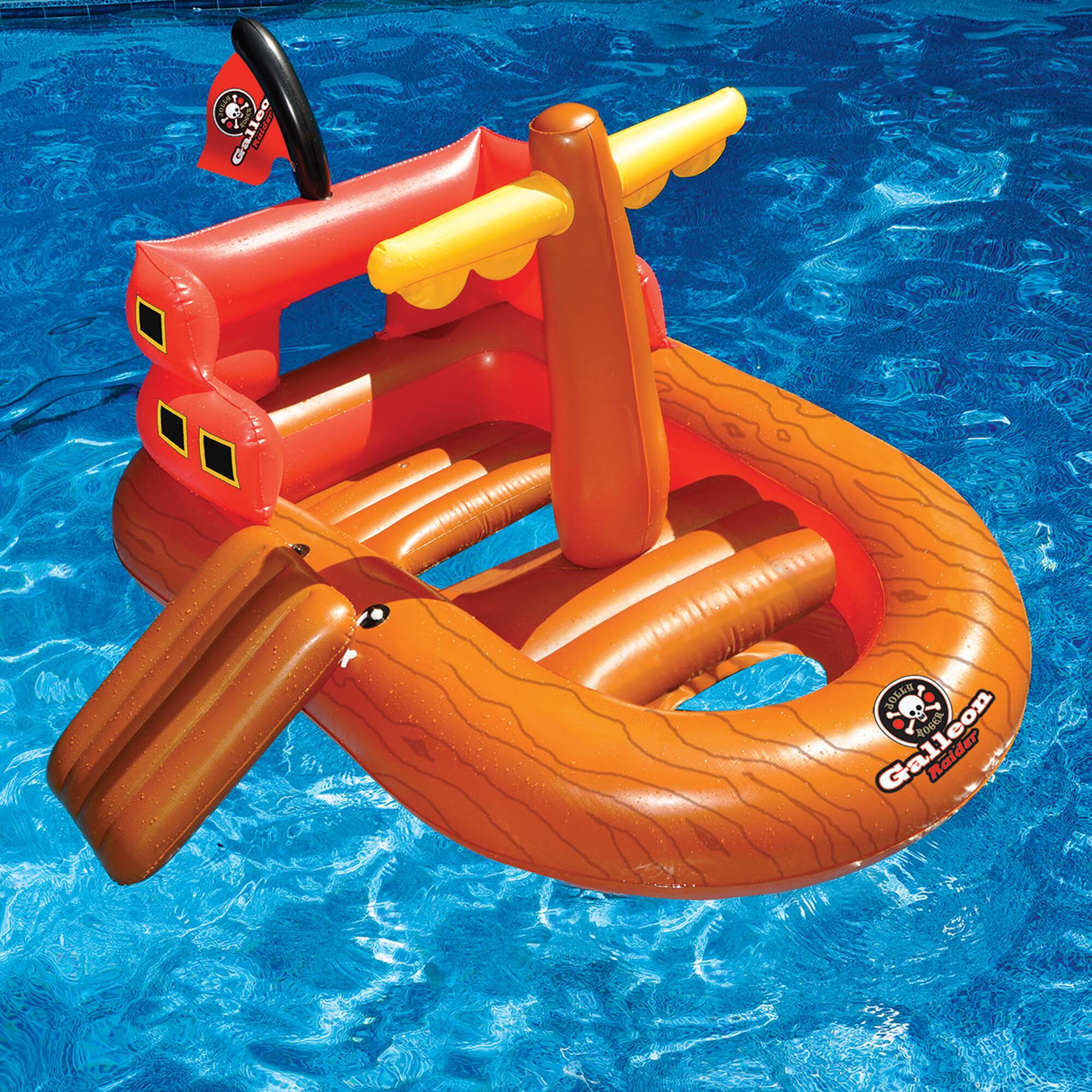 Swim Central 5.3ft. Galleon Raider Inflatable Swimming Pool Pirate Ship Floating Boat Toy