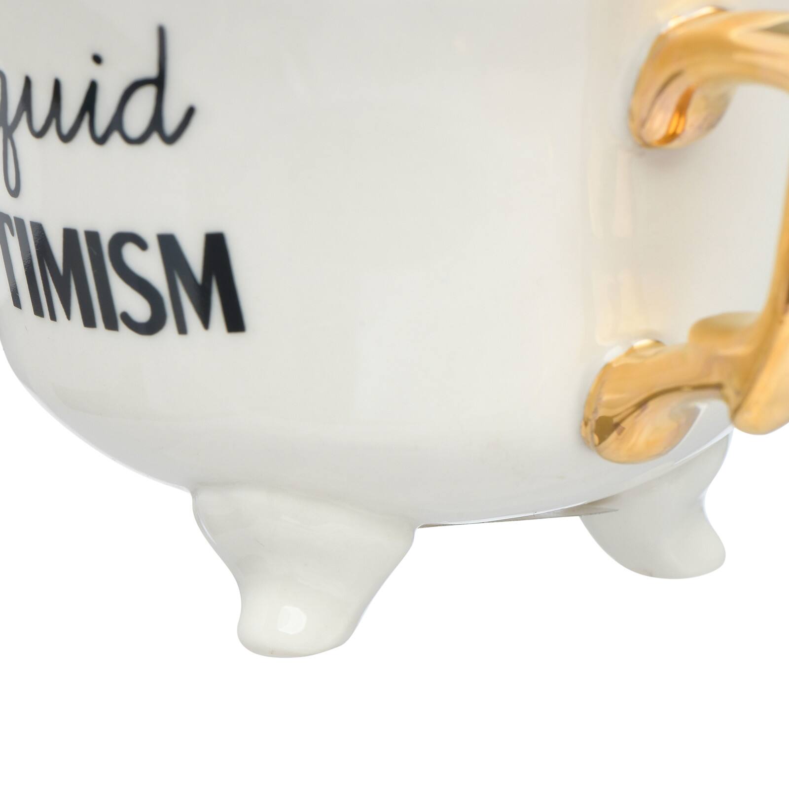 Hello Honey® Assorted Stoneware Footed Teacup with Saying and Gold Electroplating Set