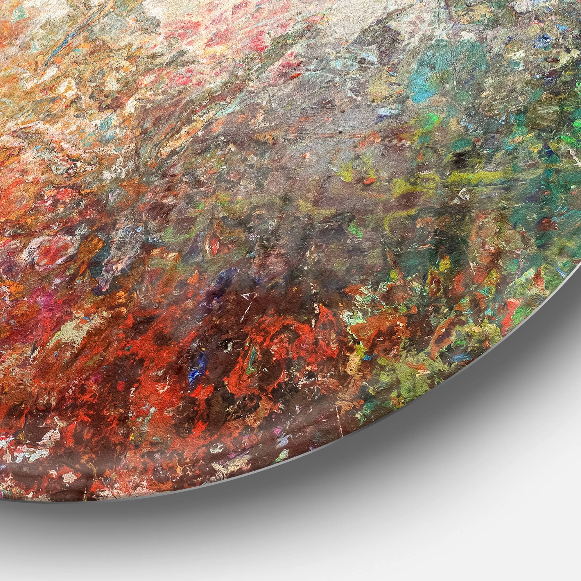 Designart - Board Stained Abstract Art&#x27; Disc Abstract Circle Metal Wall Art