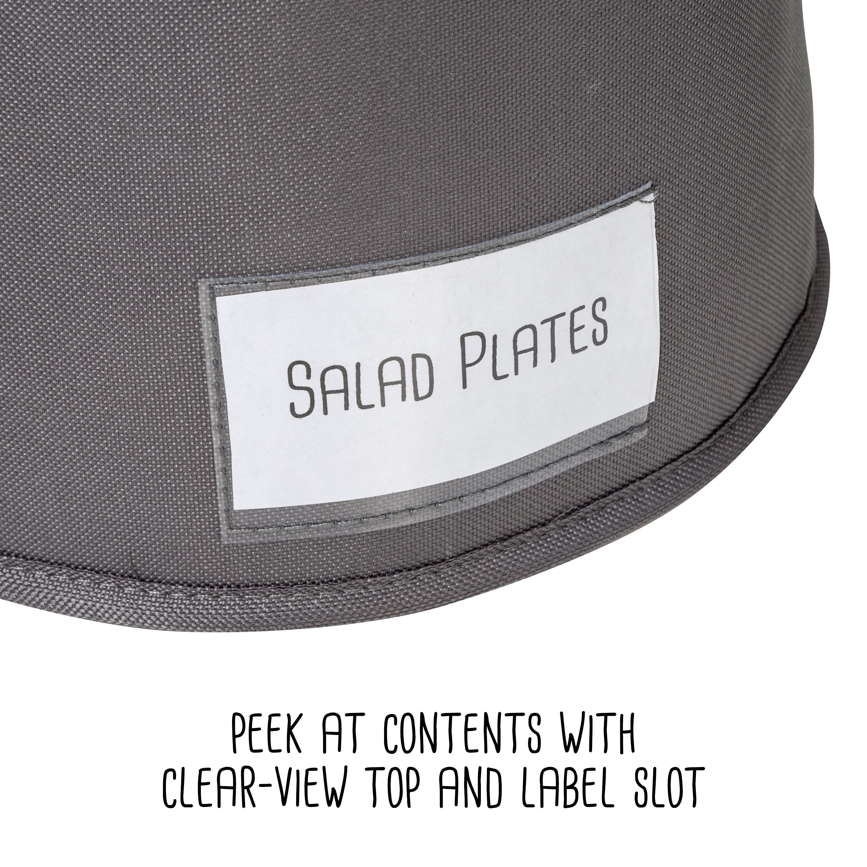 Honey Can Do 10" Gray Round Dinnerware Storage Box