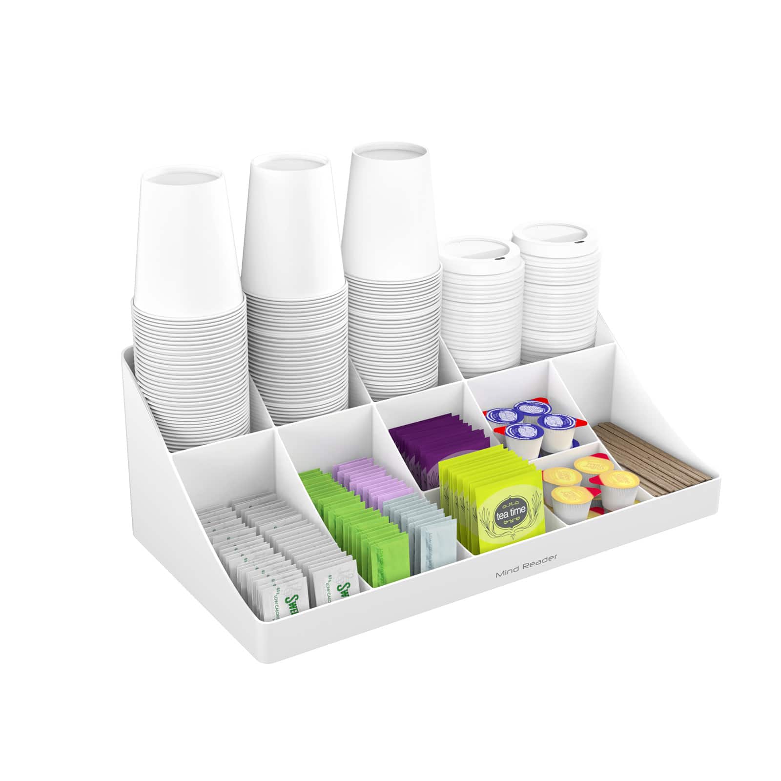 Mind Reader White 11 Compartment Pioneer Breakroom Condiment Organizer