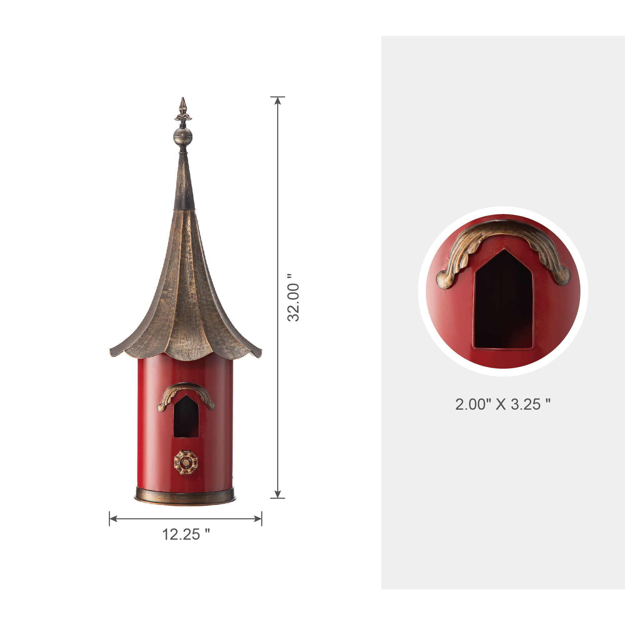 Glitzhome&#xAE; 32&#x22; Red Pagoda Metal Birdhouse