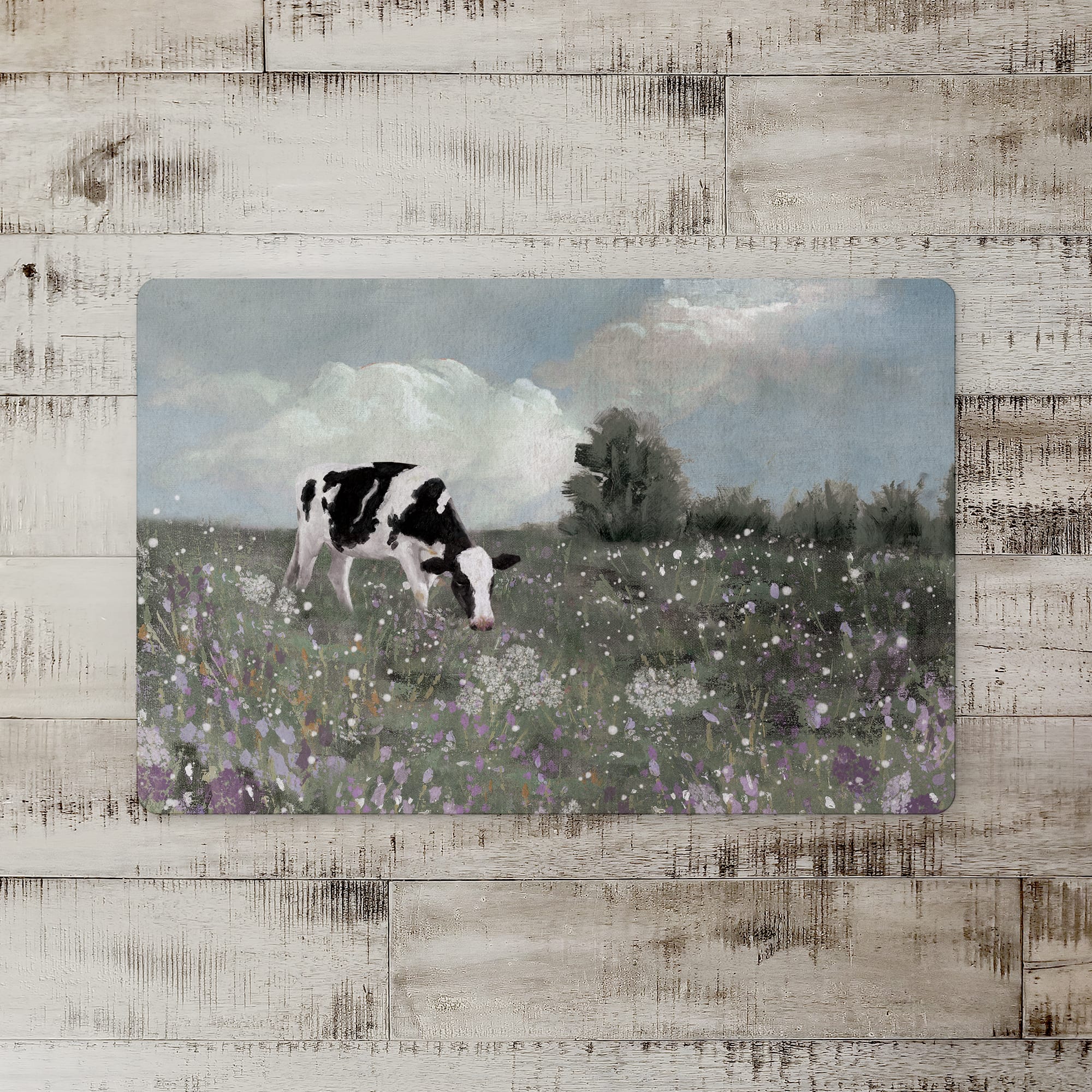 18" x 27" Cow in Purple Field Floor Mat