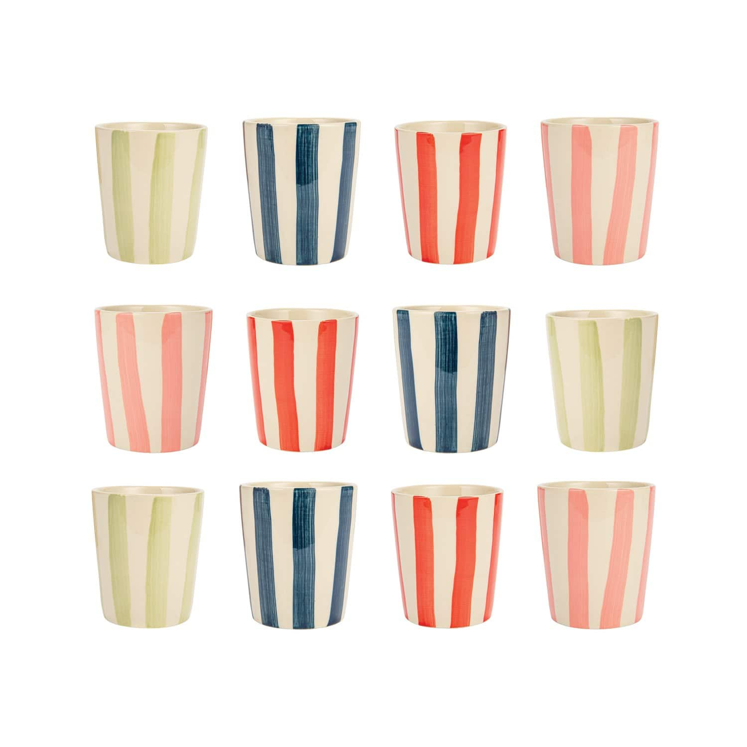 10oz. Round Striped Stoneware Cups, 12ct.