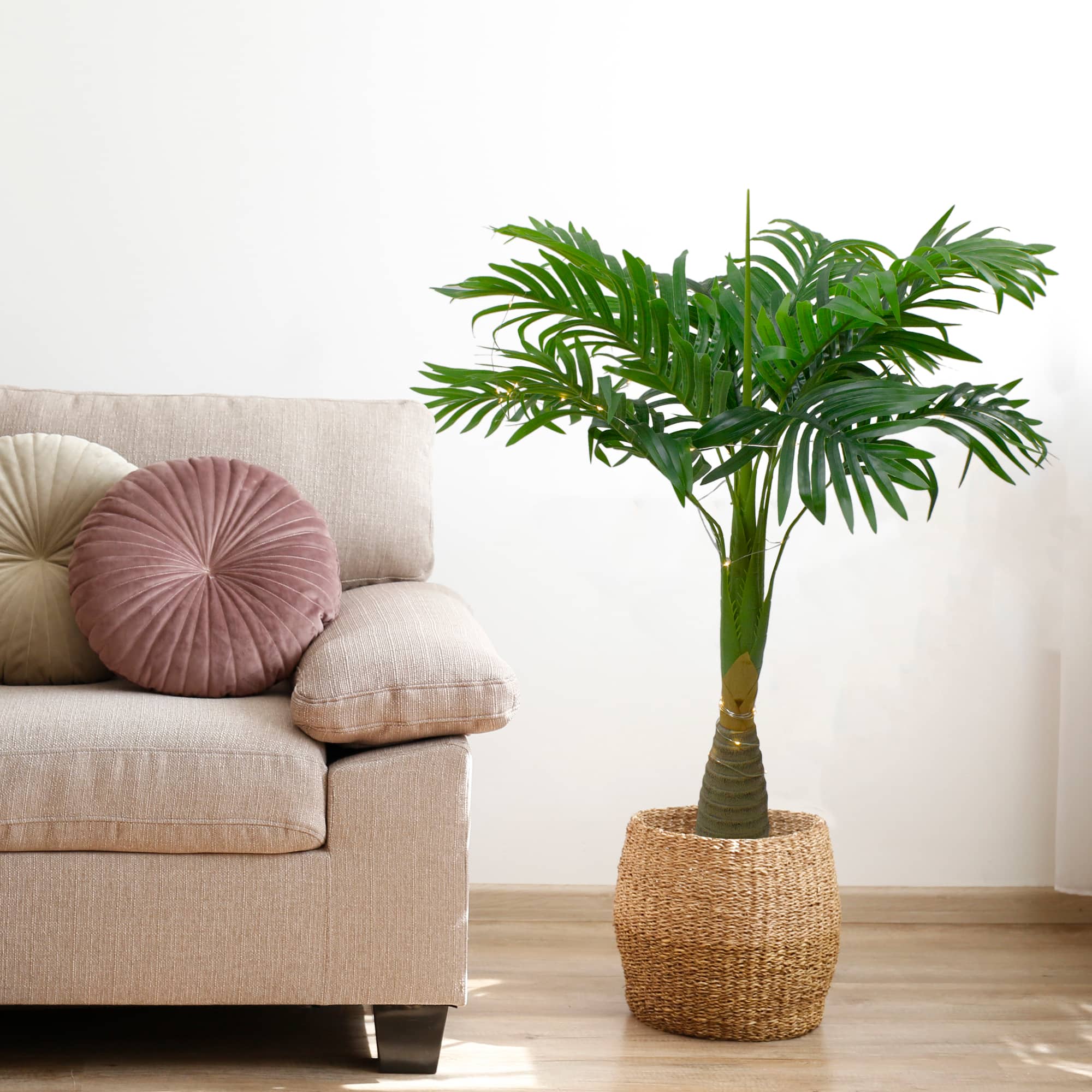 38" LED Lighted Potted Artificial Palm Plant