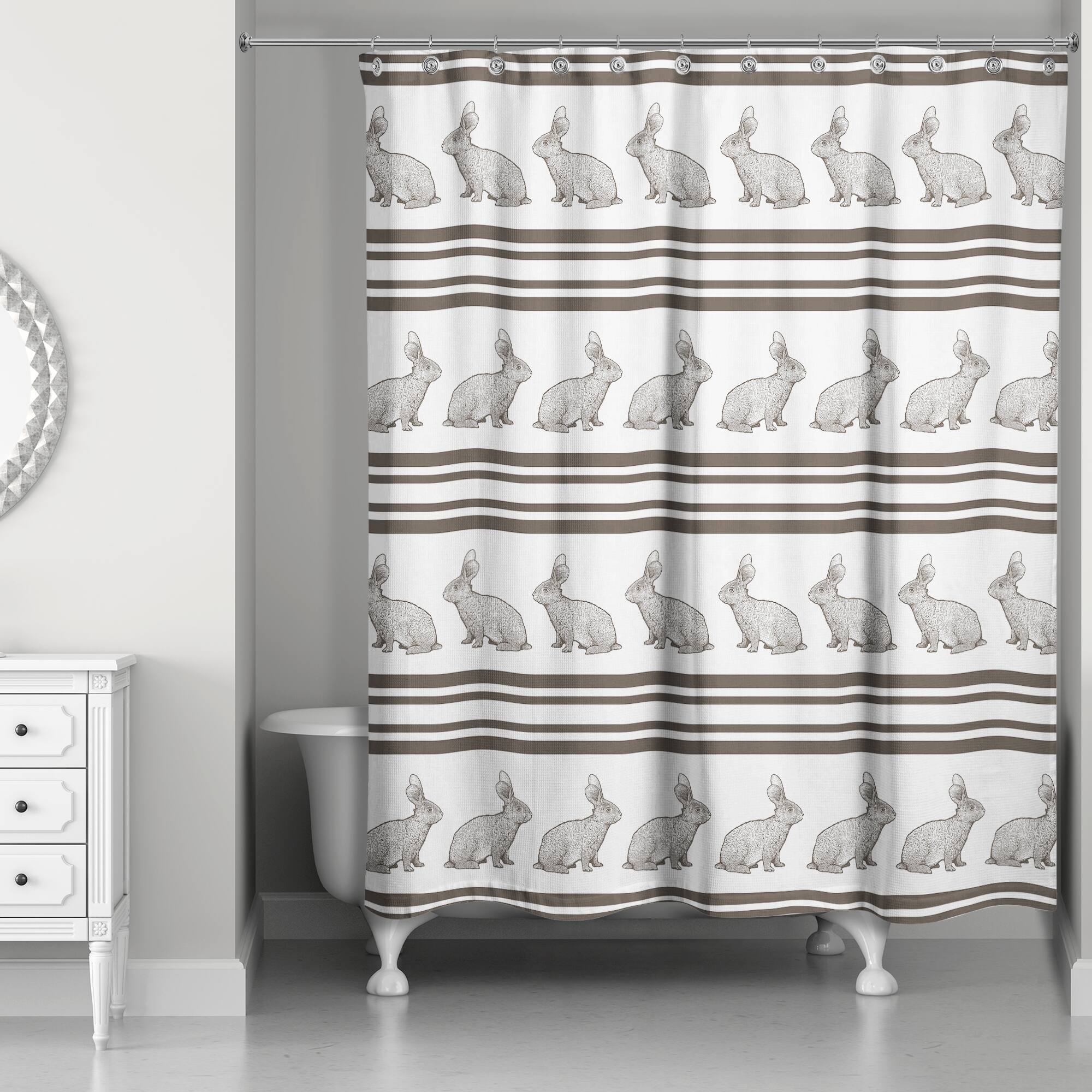 Bunny Stripes Shower Curtain 71" x 74" Shower Curtain