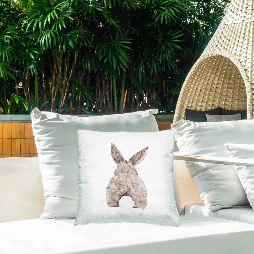 Stupell Industries Fluffy Bunny Tail Cute Pet, Fluffy Bunny Tail Cute Pet Outdoor Printed Pillow