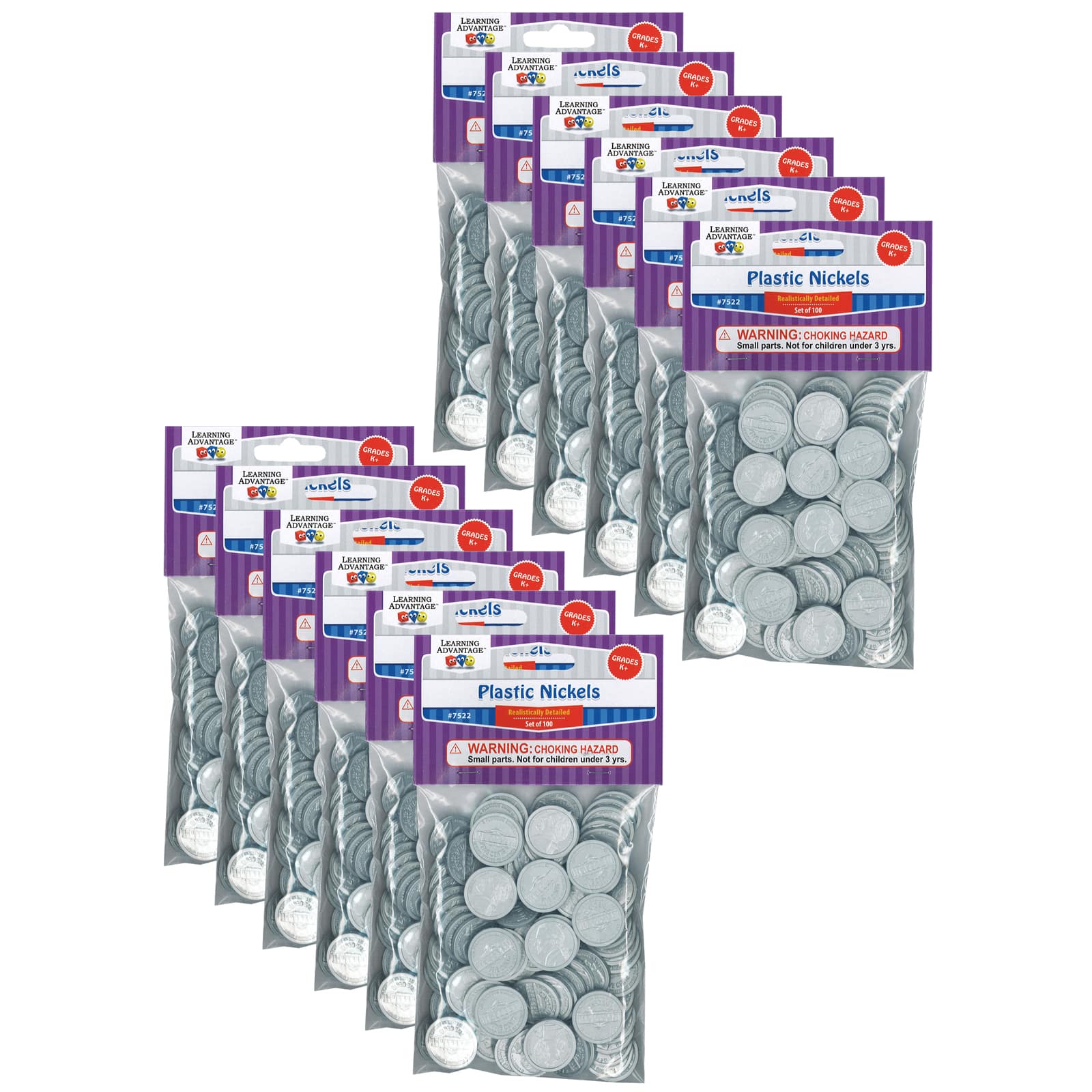 Learning Advantage&#x2122; Play Nickels, 12 packs of 100