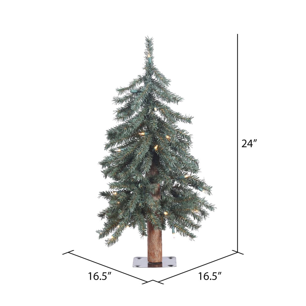 2ft. Pre-Lit Natural Bark Alpine Artificial Christmas Tree, Warm White Dura-Lit&#xAE; LED Lights