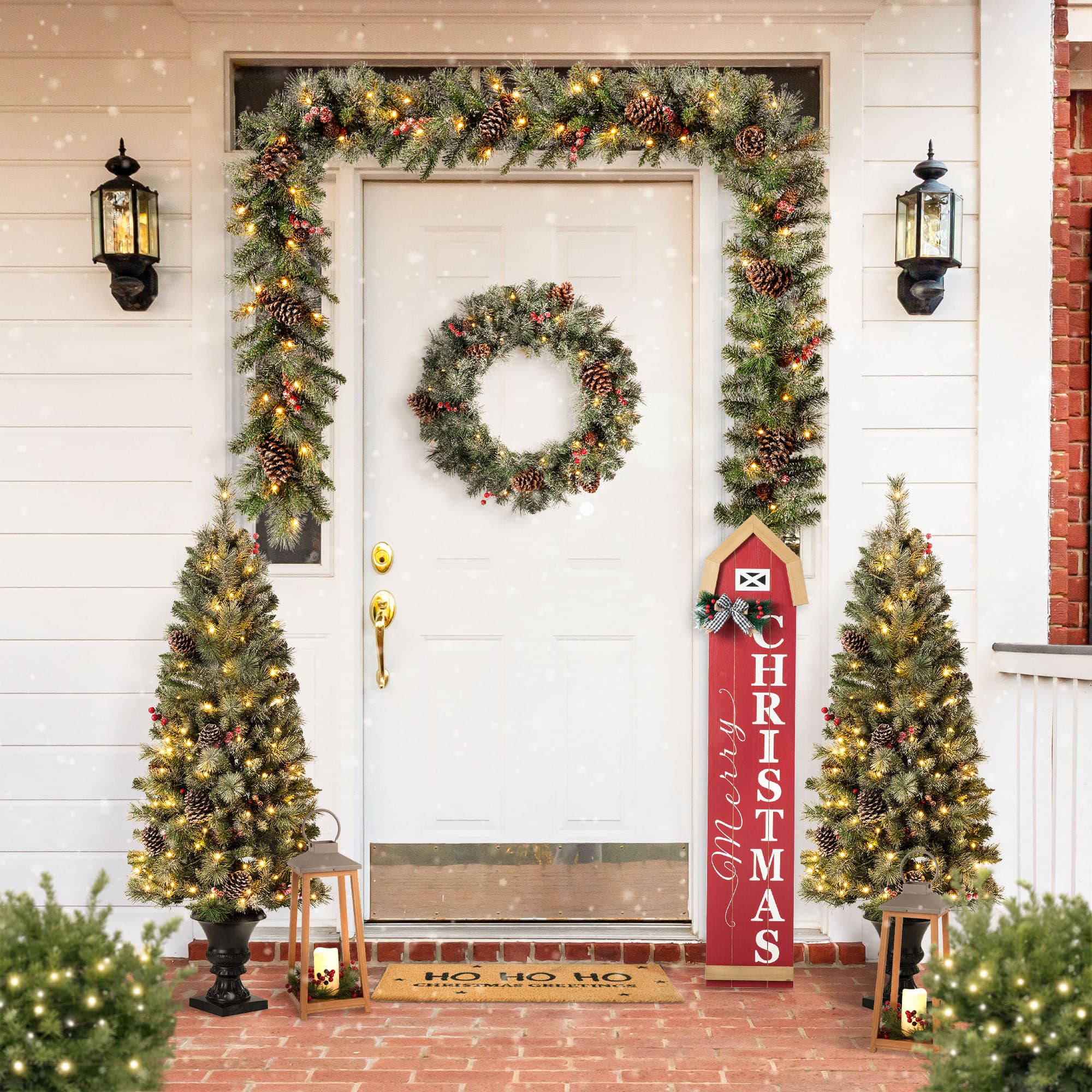 Glitzhome&#xAE; 42&#x22; &#x22;Merry Christmas&#x22; Wood Barn Porch Sign