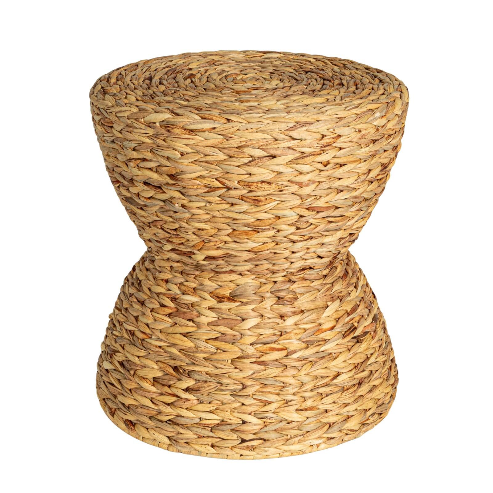 Household Essentials 18" Natural Water Hyacinth Hourglass Stool