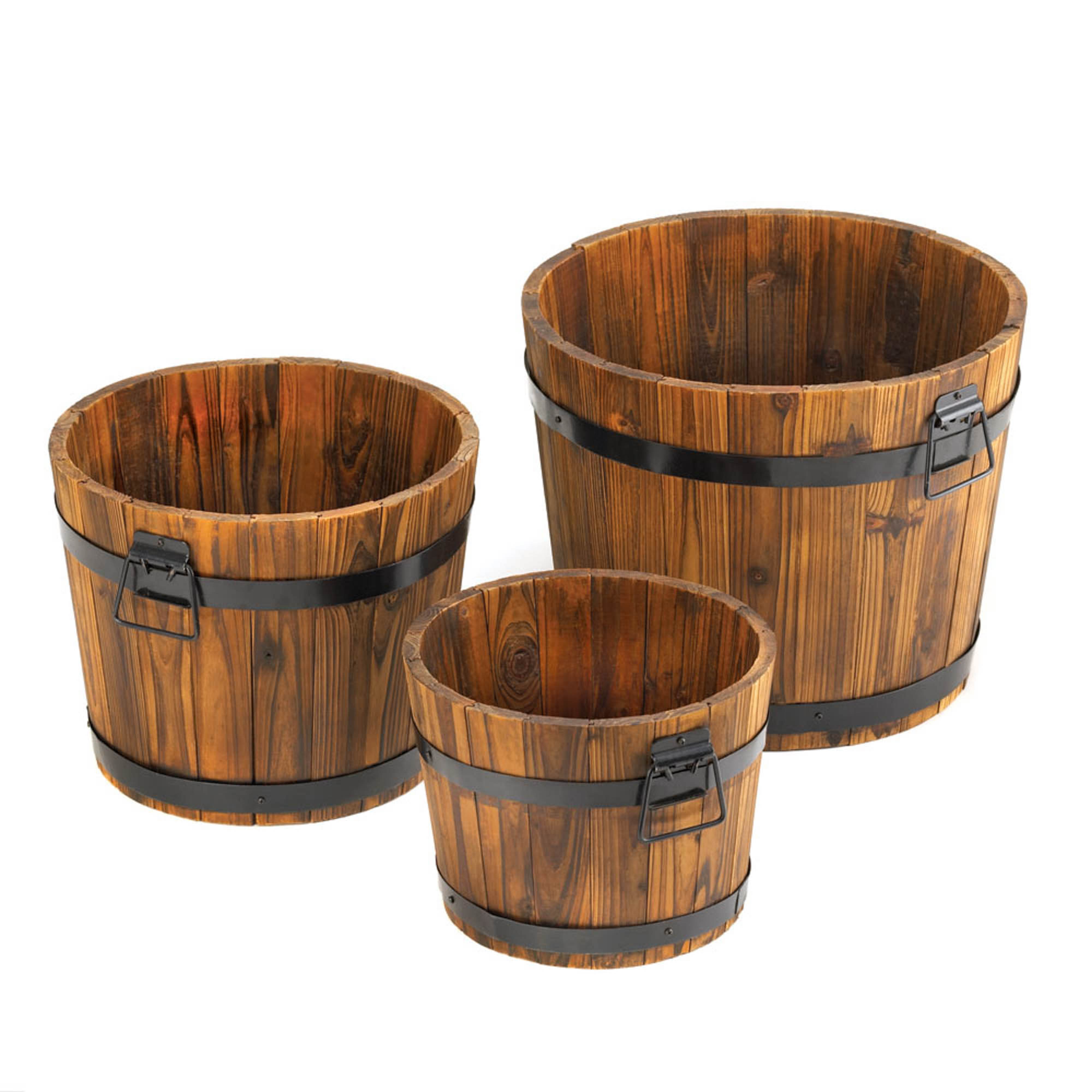 3 Apple Barrel Planters Set