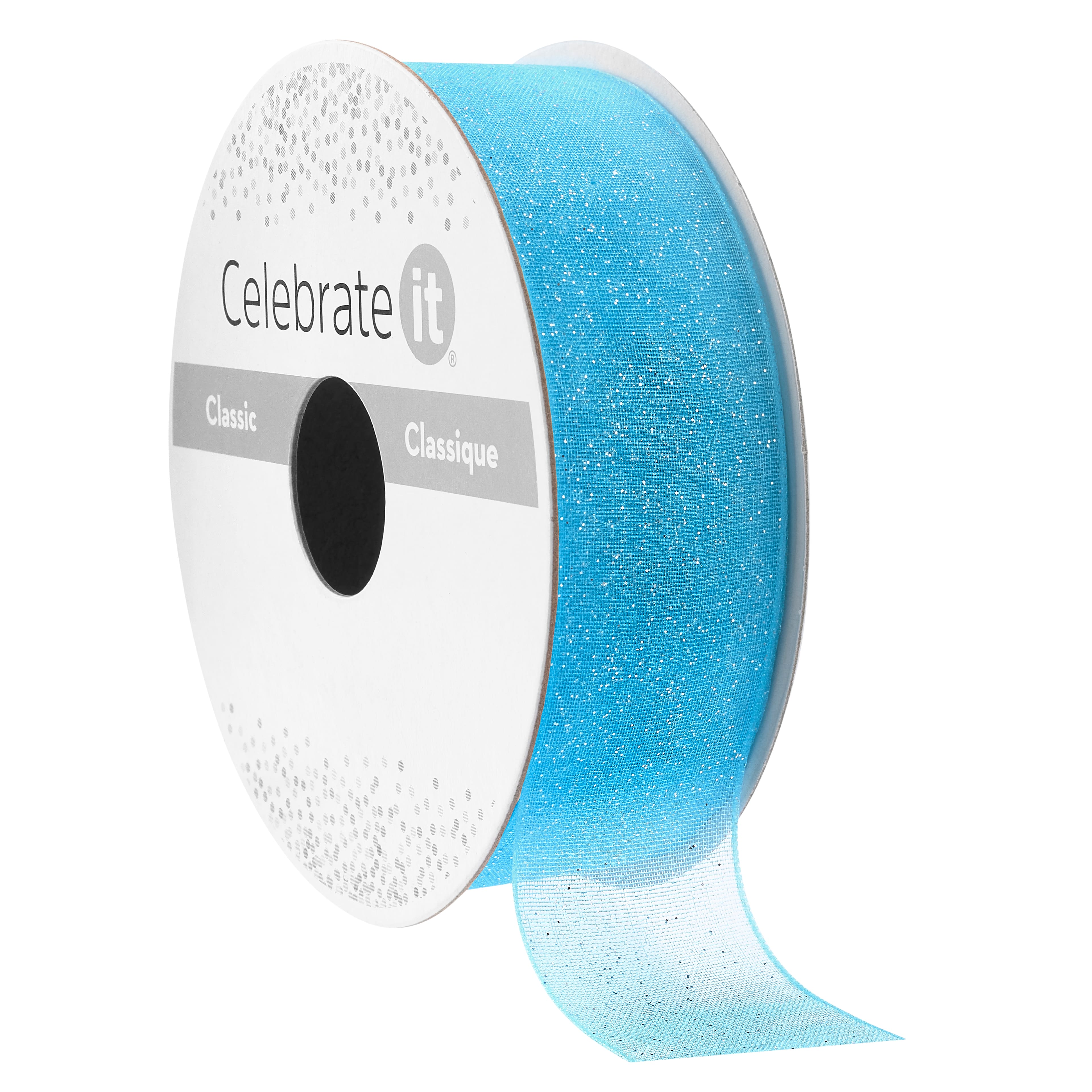 7/8" x 5yd. Blue Grosgrain Glitter Ribbon by Celebrate It® Classic