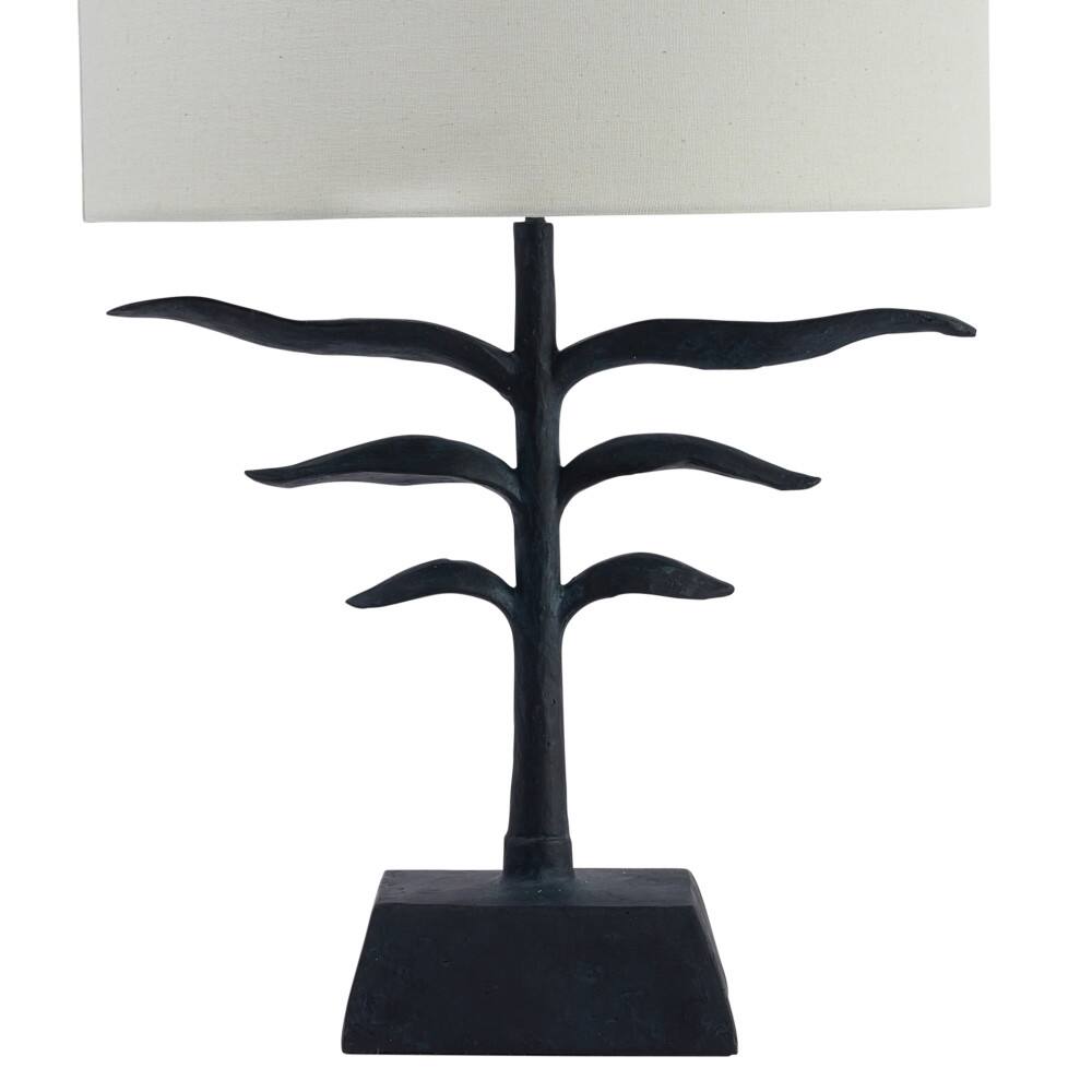 Hello Honey&#xAE; 24&#x22; Black and Natural Leaf Shaped Table Lamp with Fabric Shade