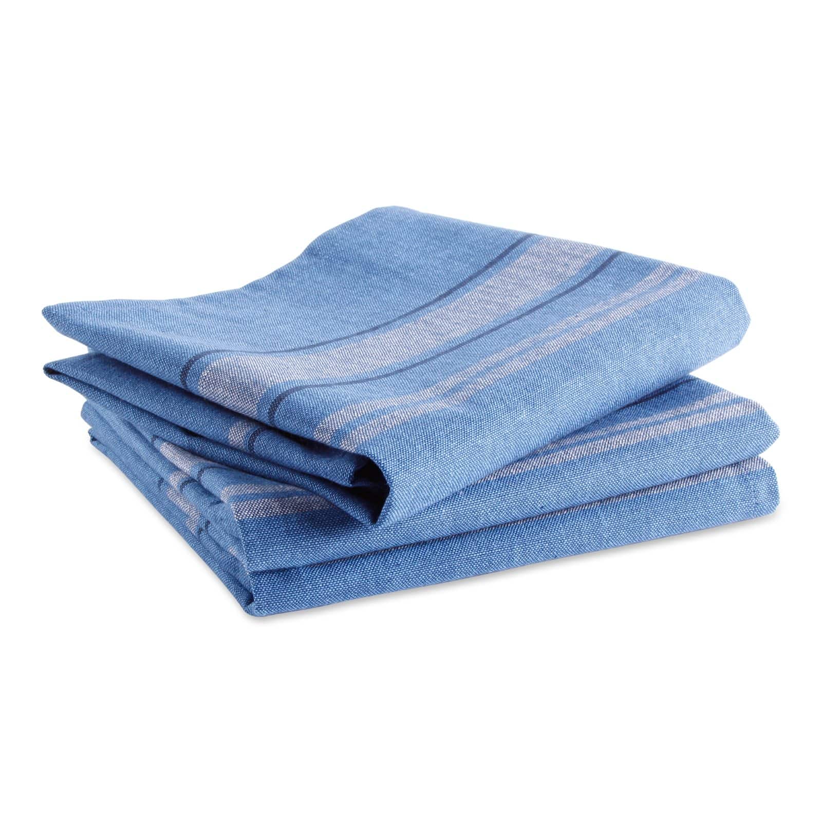 DII® Blue Chambray French Stripe Woven Dishtowel, 3ct.