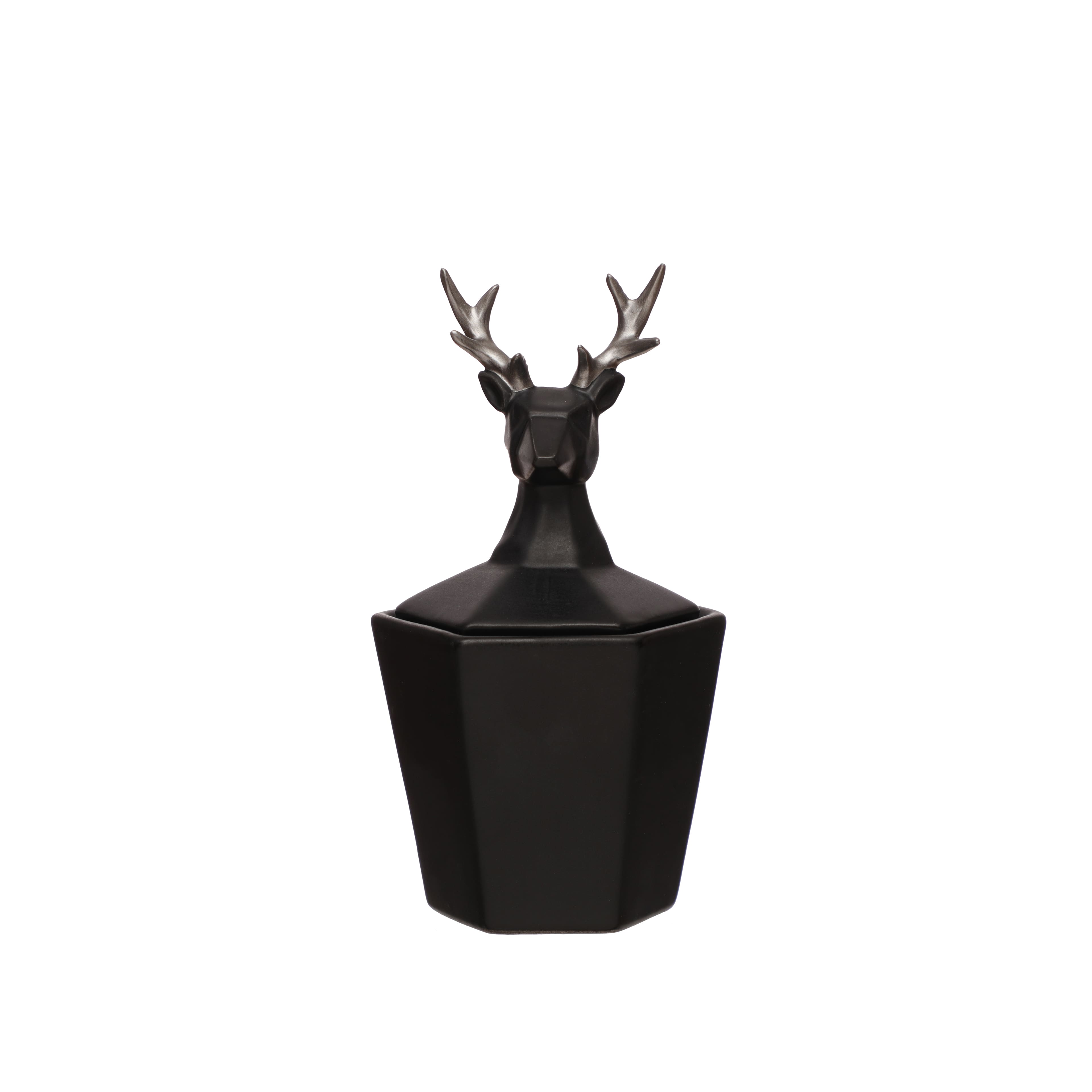 7.5&#x22; Black &#x26; Silver Reindeer Decorative Container by Ashland&#xAE;
